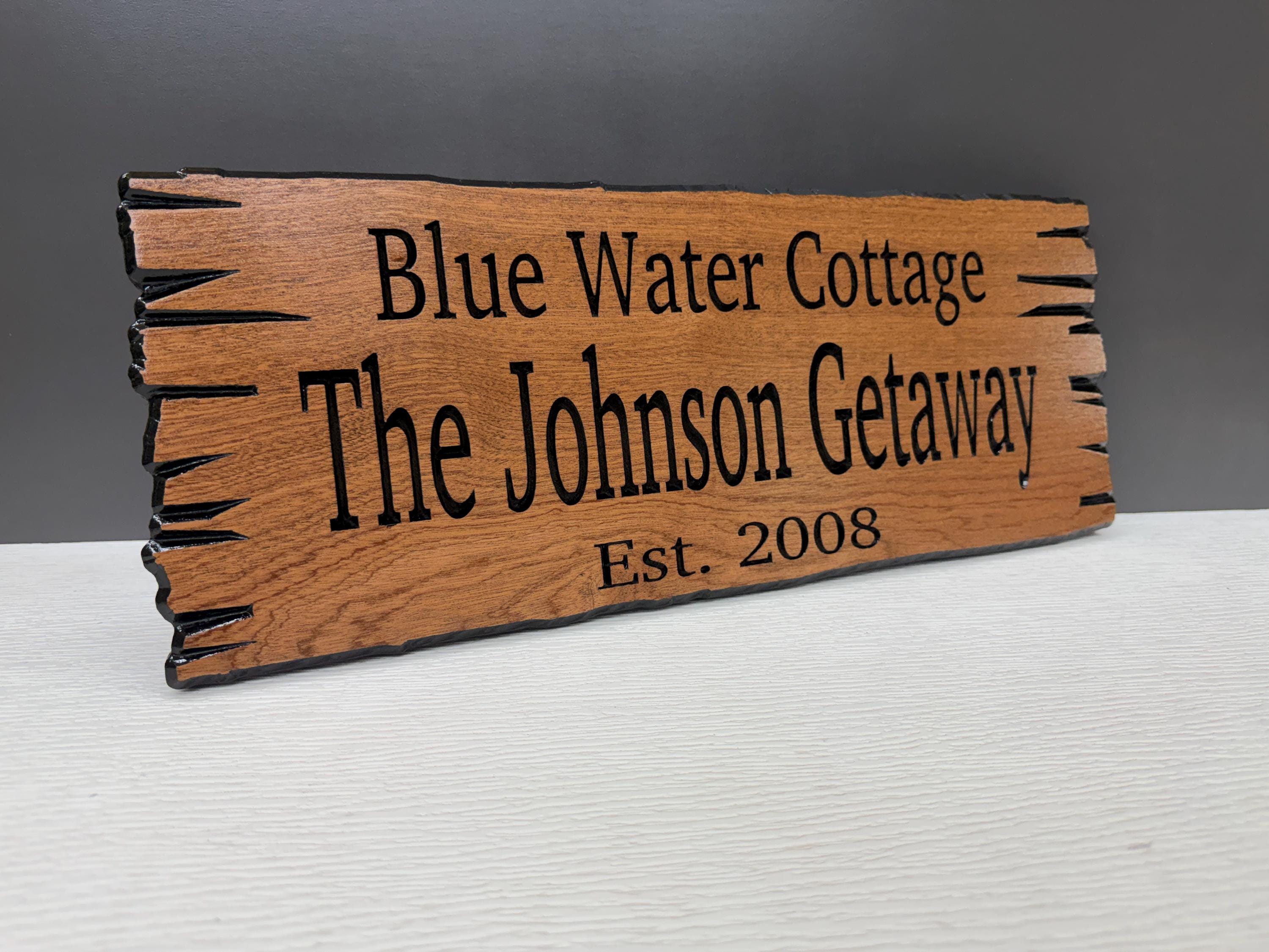 Vacation Rental Sign Custom Wood Live Edge, Airbnb Cabin Sign Personalized, Short Term Rental Welcome Sign Carved Hardwood