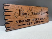 Vintage Car Sign Custom Wood, Personalized Classic Car Man Cave Sign, Vintage Rides Only Live Edge Carved Hardwood, Car Cave Sign