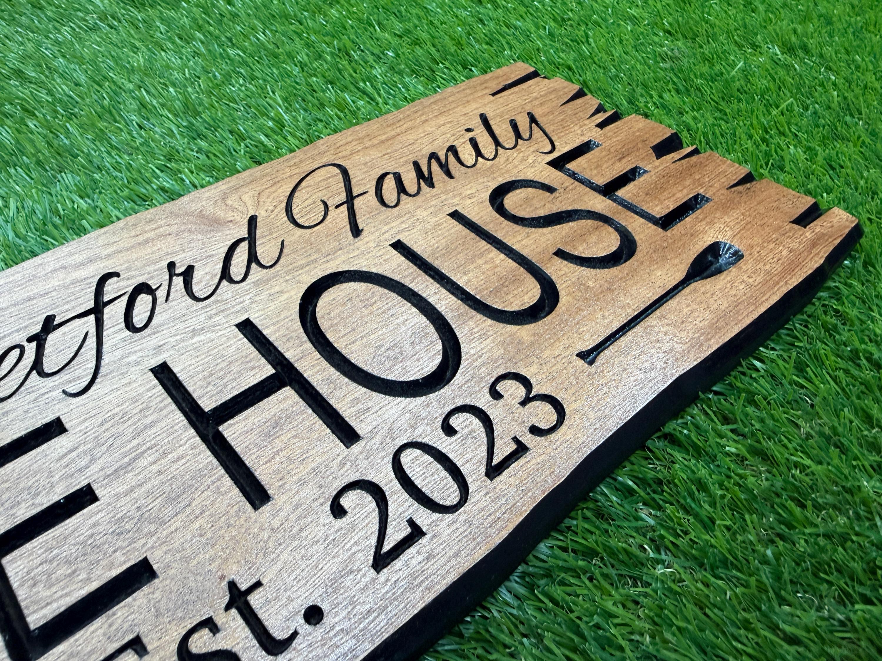 Lake House Sign Custom Wood, Cabin Lodge Decor Carved Hardwood, Personalized Lake Name Sign, Lakehouse Welcome Plaque