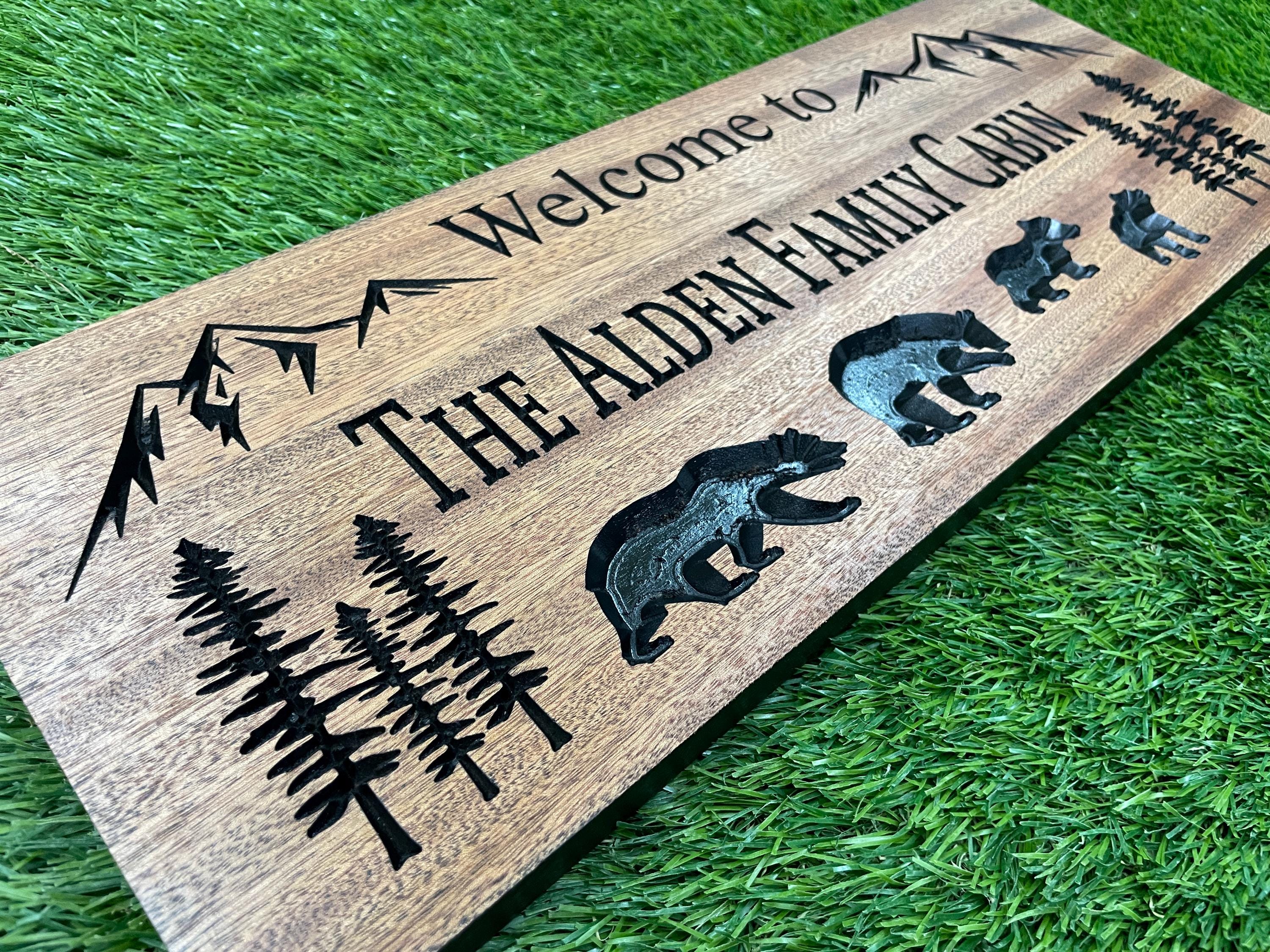 Pine Tree Cabin Sign Custom Wood, Northwoods Forest Decor Carved, Evergreen Nature Wall Art, Personalized Pine Sign