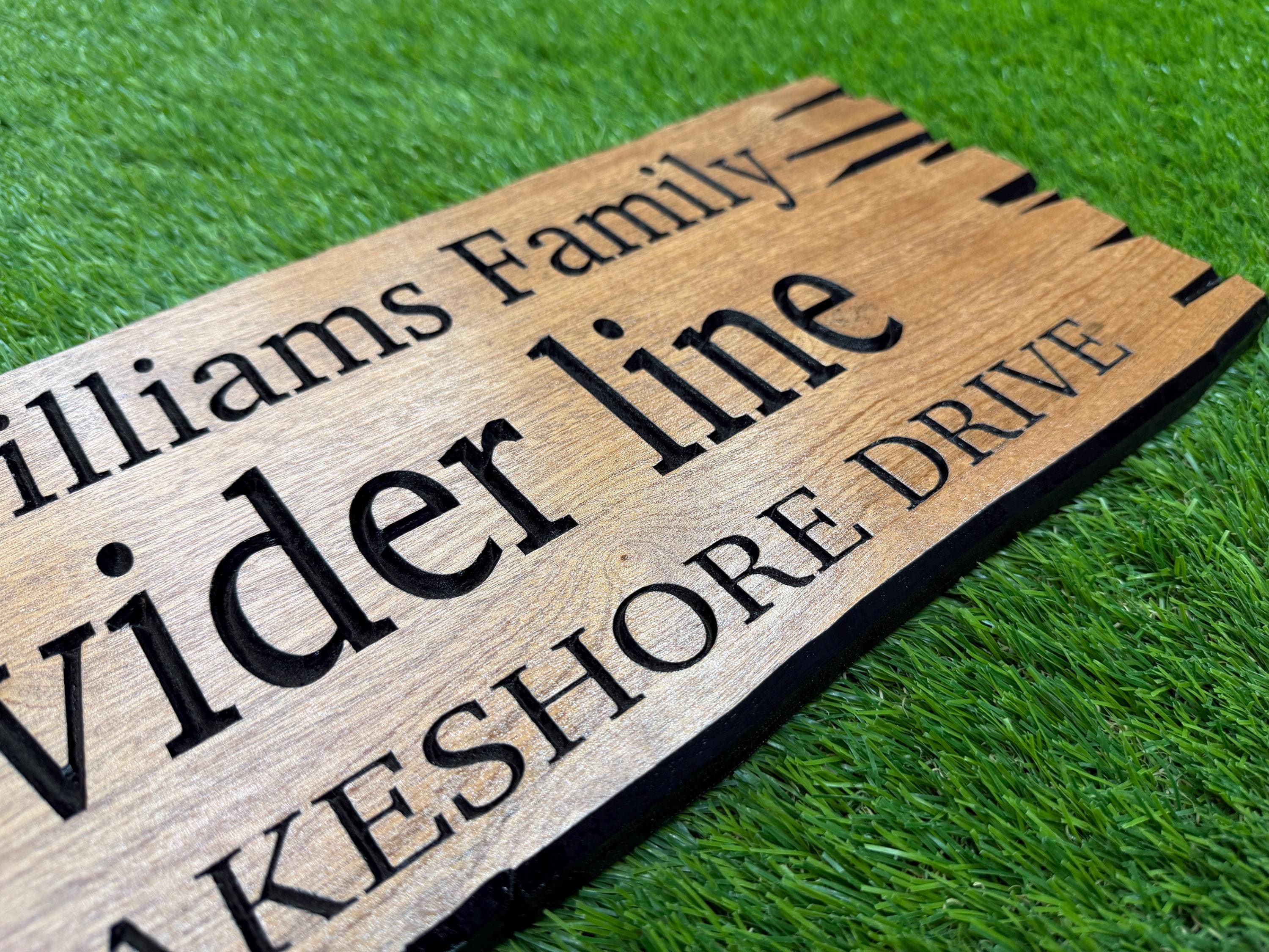Lake House Gift Sign Custom Wood Live Edge, Family Name Address Gift Sign, New Lake Property Gift Carved Hardwood, Gate Sign Gift