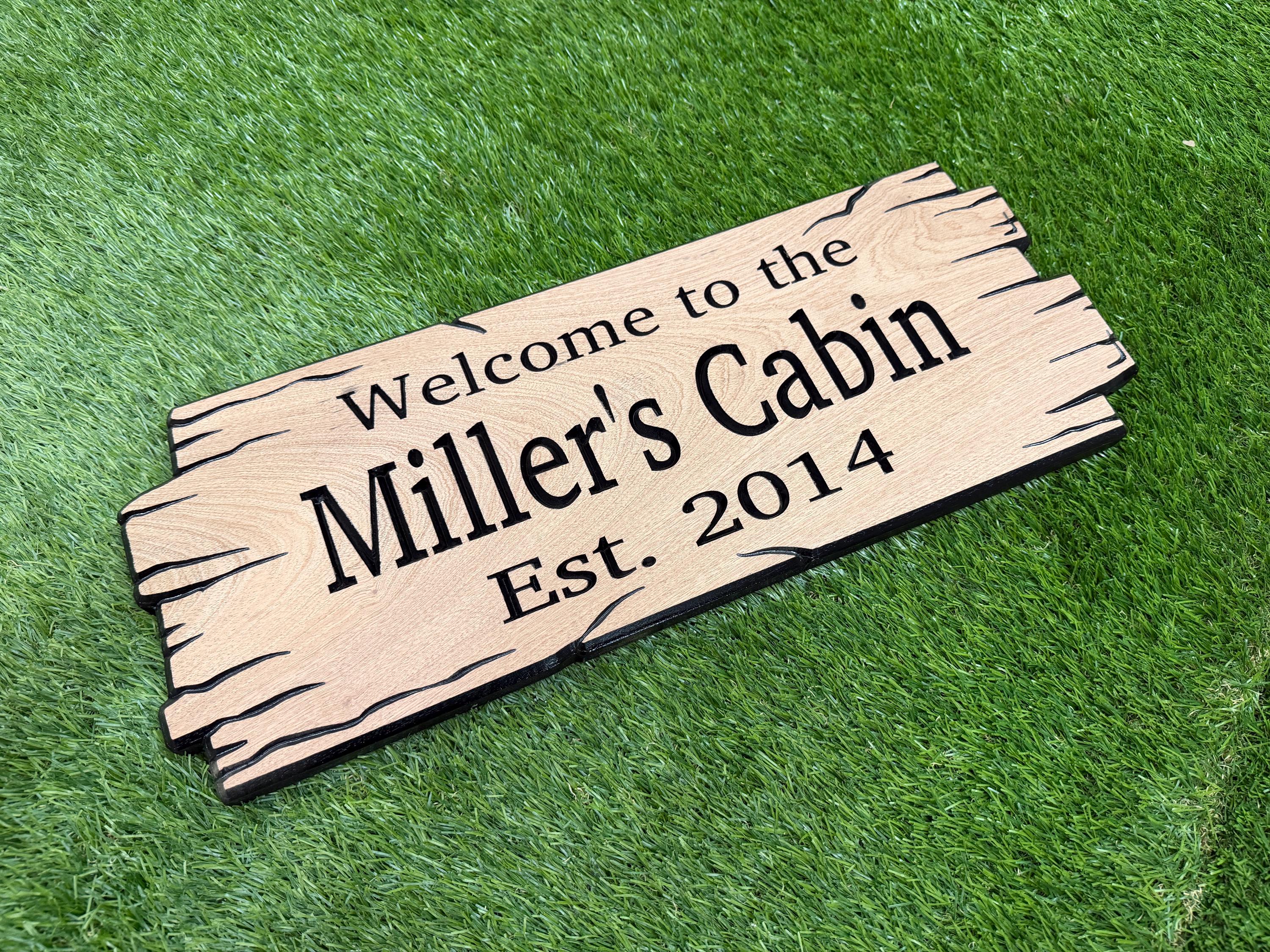 Rustic Gift Family Name Signs, Custom Camp Sign Wooden Sign Custom Signs, Housewarming Gift, Personalized Cabin Sign, Carved Wooden Sign