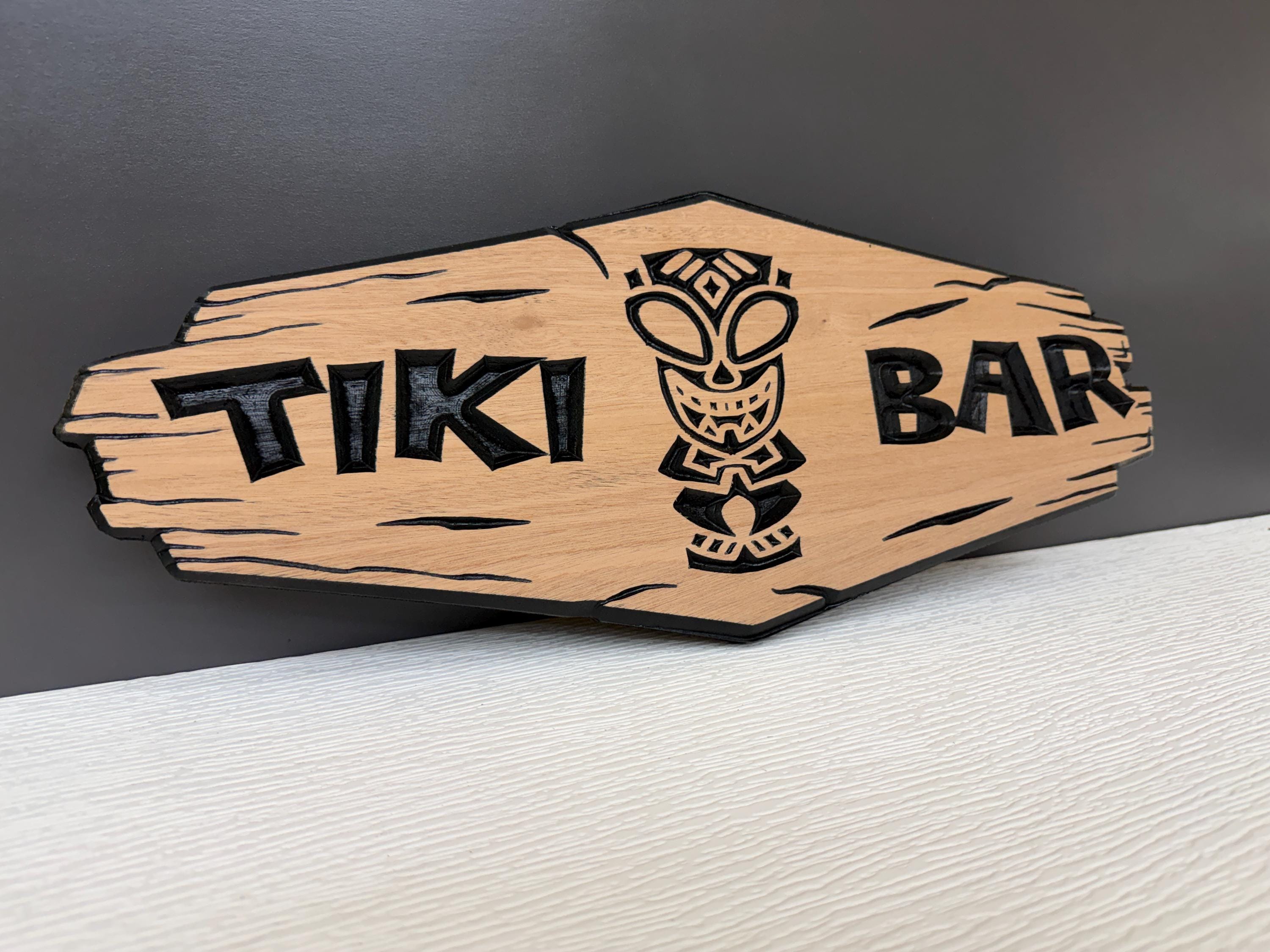 Personalized Tiki Bar Sign Custom Wood, Tiki Bar Name Sign, Tropical Bar Decor Carved, Backyard Tiki Hut Name Sign Hawaiian Gift