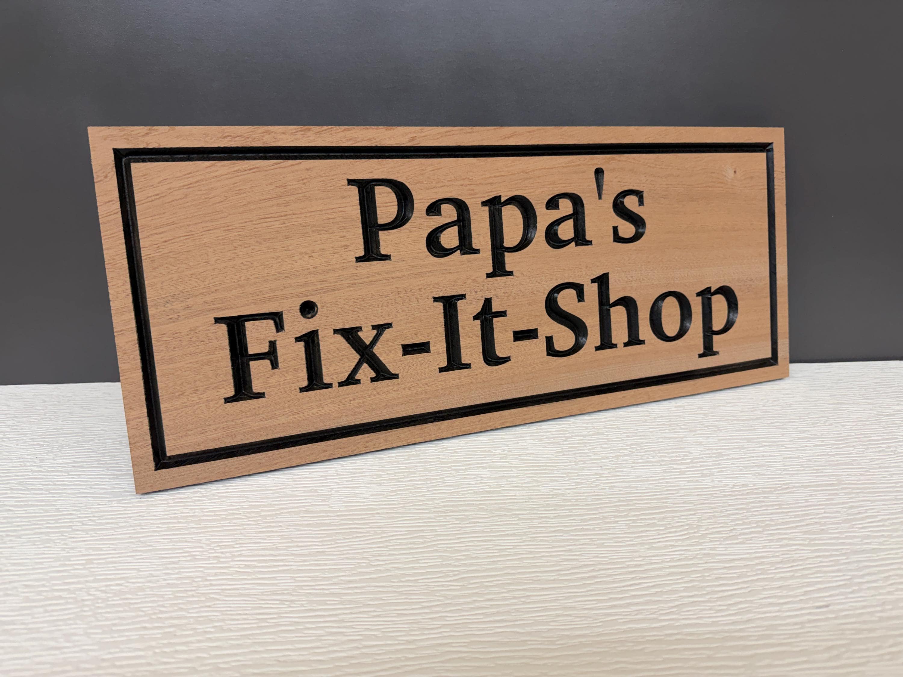 Papa's Workshop Sign, Personalized Garage Sign for Dad, Custom Carved Wood Shop Sign, Father's Day Gift
