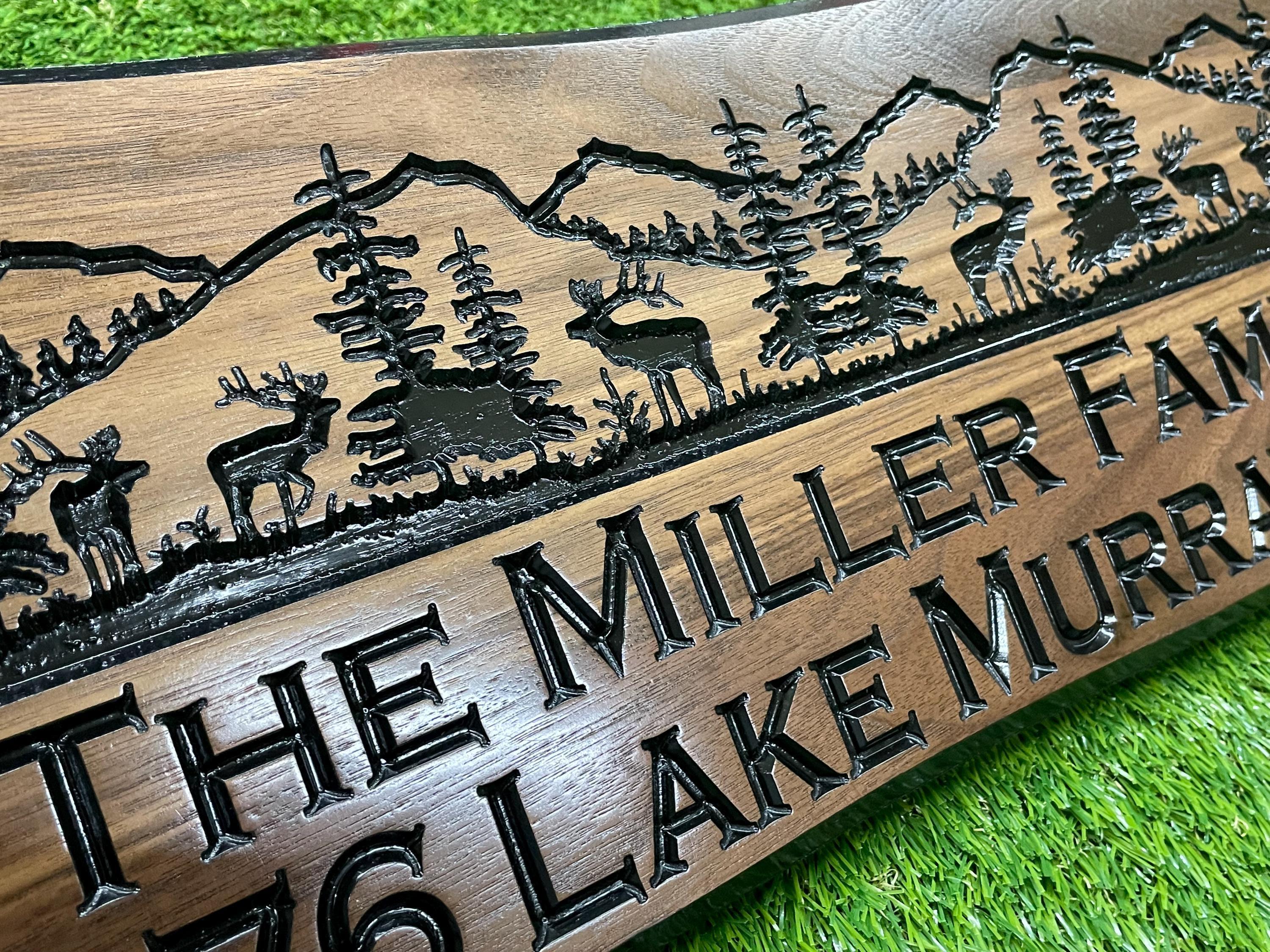 Personalized Rustic Wood Sign: Cabin, Lakehouse, Address Plaque
