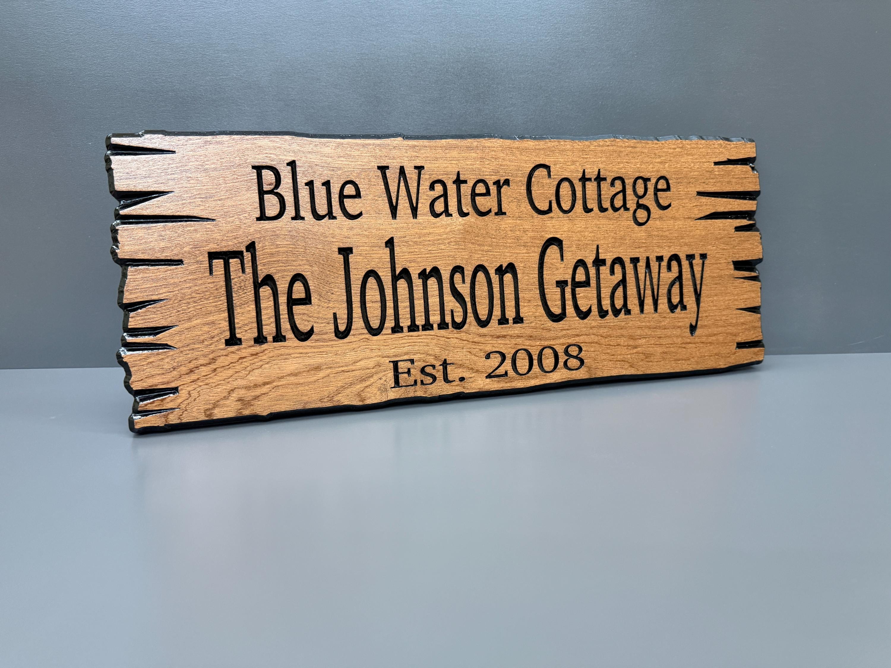 Vacation Rental Sign Custom Wood Live Edge, Airbnb Cabin Sign Personalized, Short Term Rental Welcome Sign Carved Hardwood