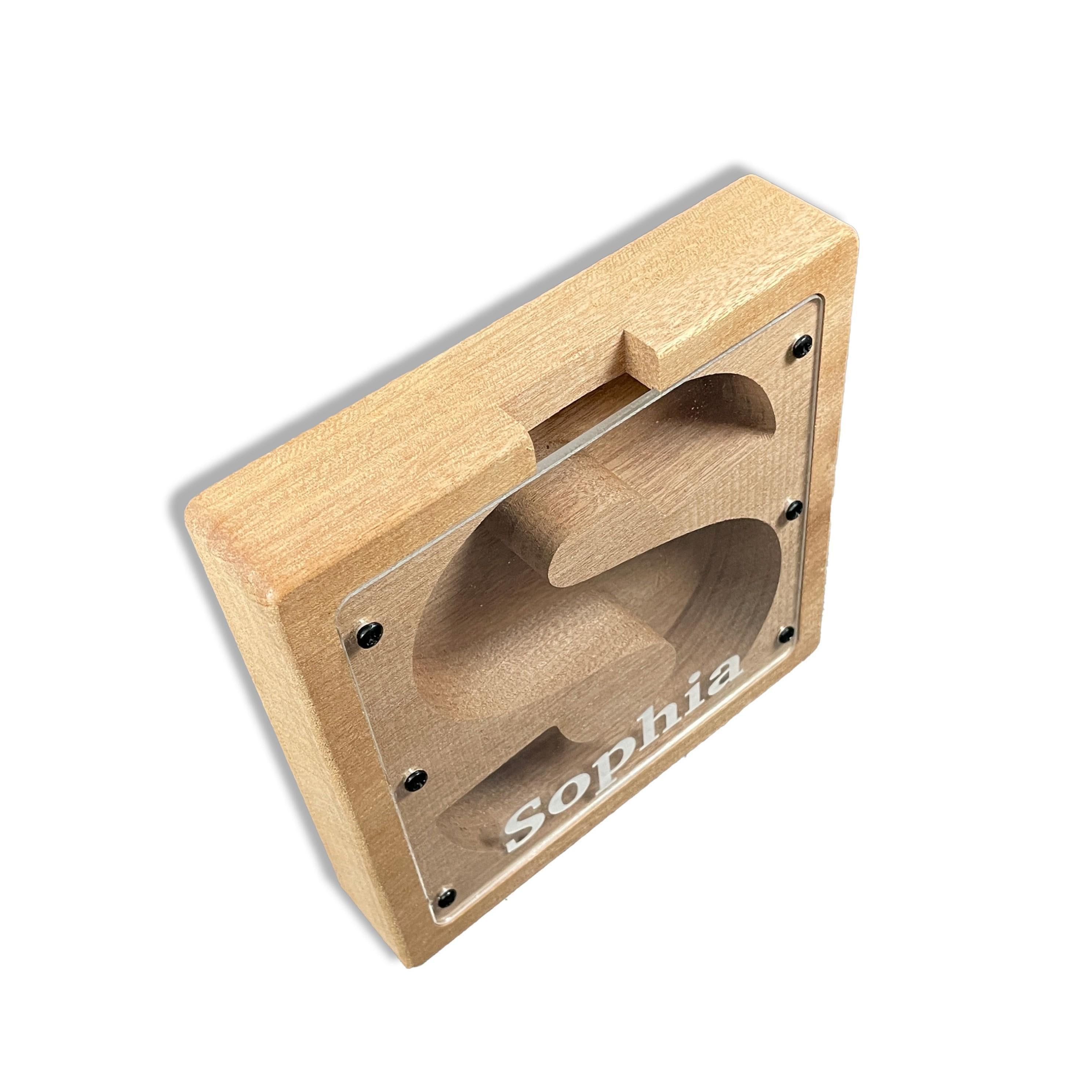 First Communion Gift Personalized Wood Bank, Confirmation Keepsake, Engraved Religious Gift, Custom Name Mahogany Bank