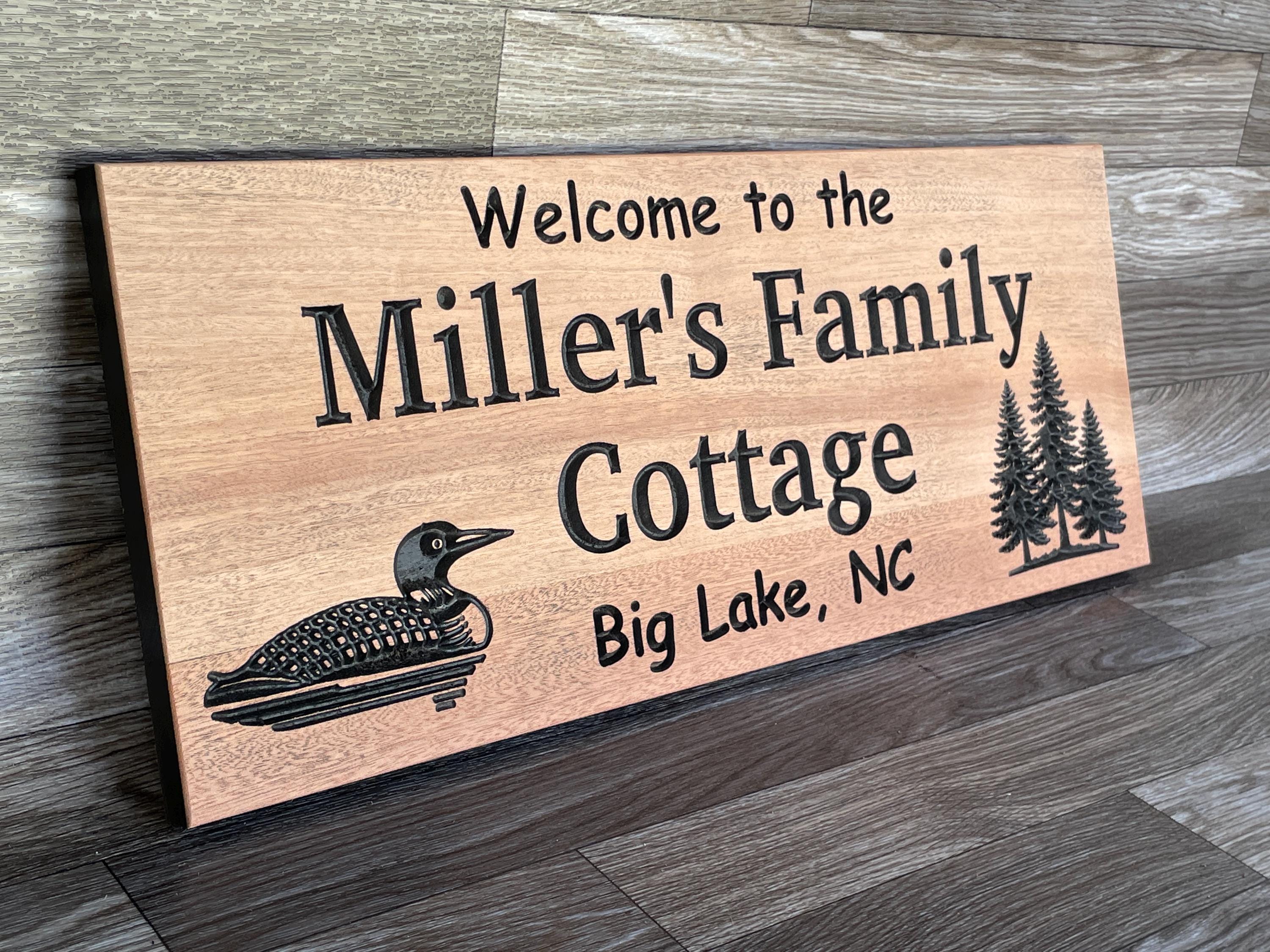 Loon Cottage Sign Personalized, Family Cottage Sign, Lake House Sign, Loon Decor Wood, Cabin Welcome Sign, Lakehouse Gift, Cottage Decor