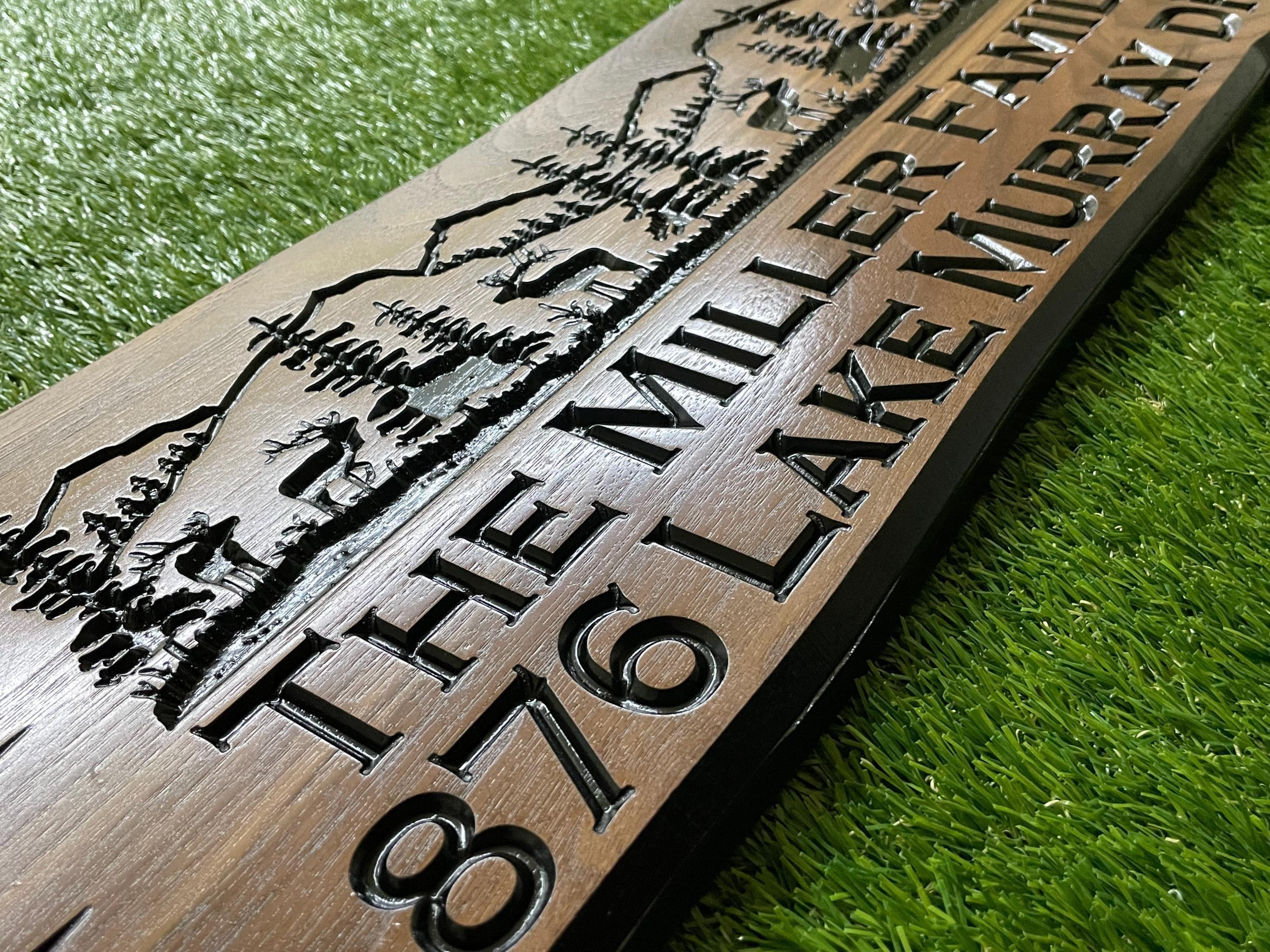 Personalized Rustic Wood Sign: Cabin, Lakehouse, Address Plaque