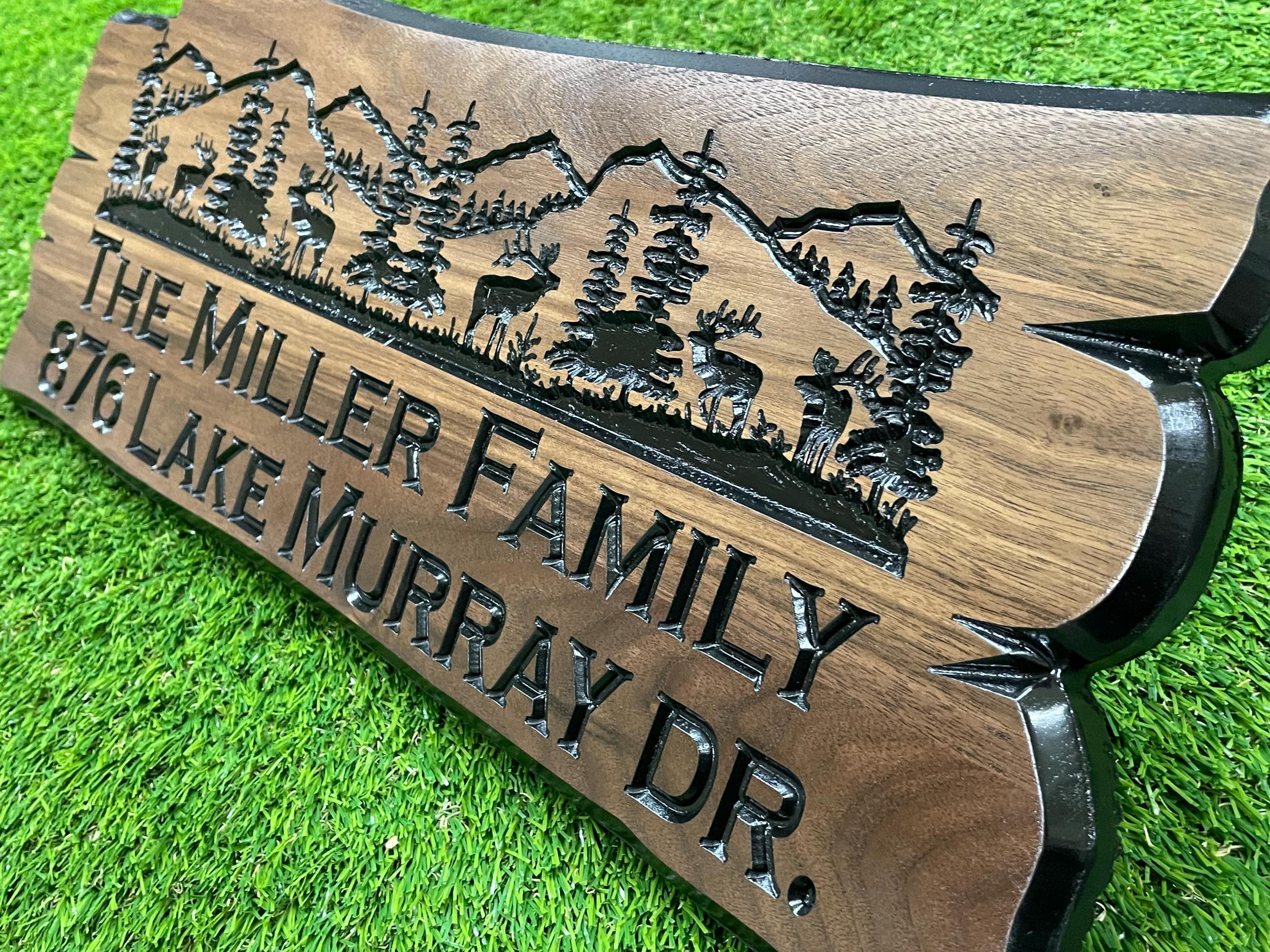 Personalized Rustic Wood Sign: Cabin, Lakehouse, Address Plaque