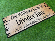Lake House Gift Sign Custom Wood Live Edge, Family Name Address Gift Sign, New Lake Property Gift Carved Hardwood, Gate Sign Gift