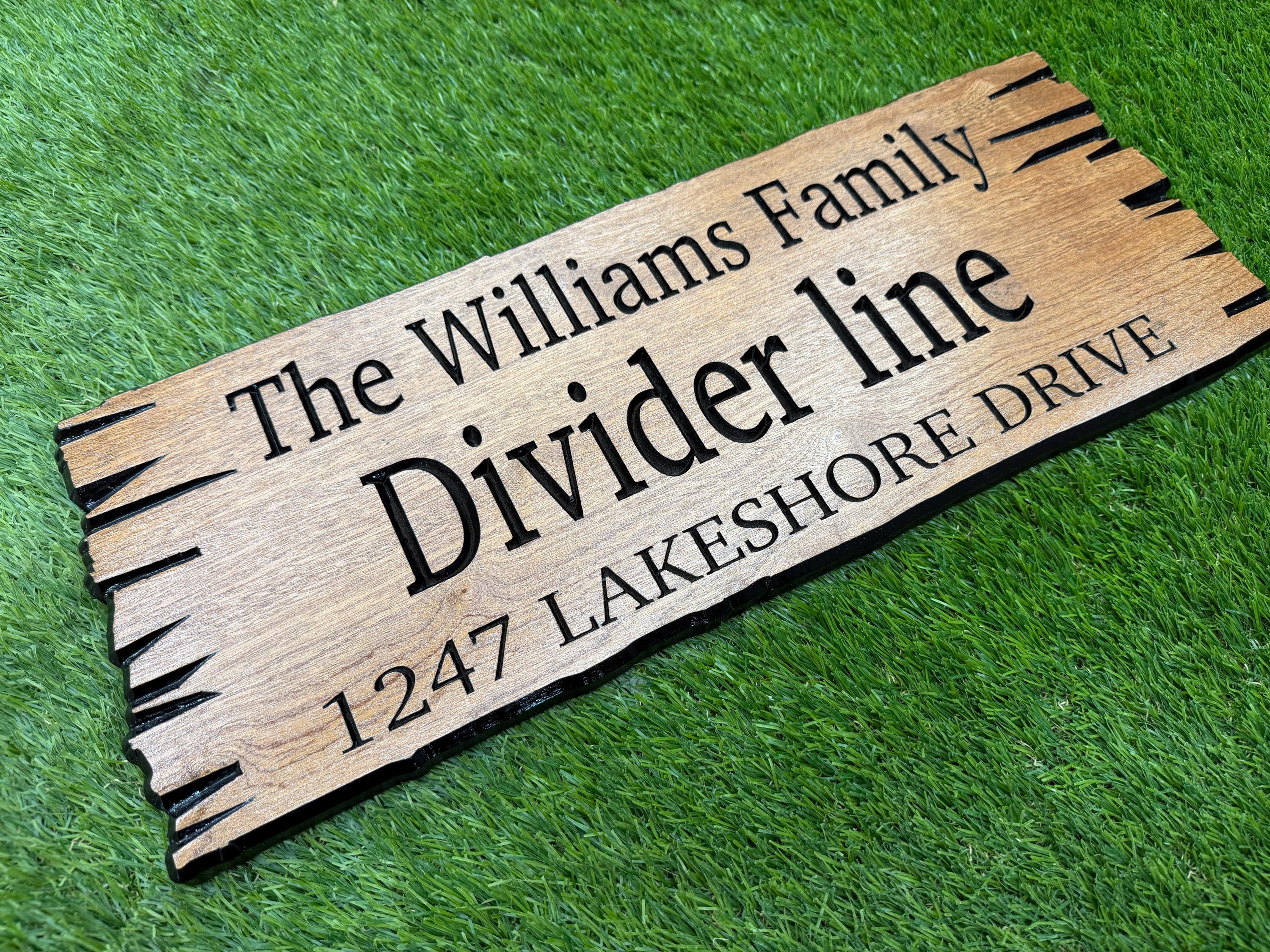 Lake House Gift Sign Custom Wood Live Edge, Family Name Address Gift Sign, New Lake Property Gift Carved Hardwood, Gate Sign Gift