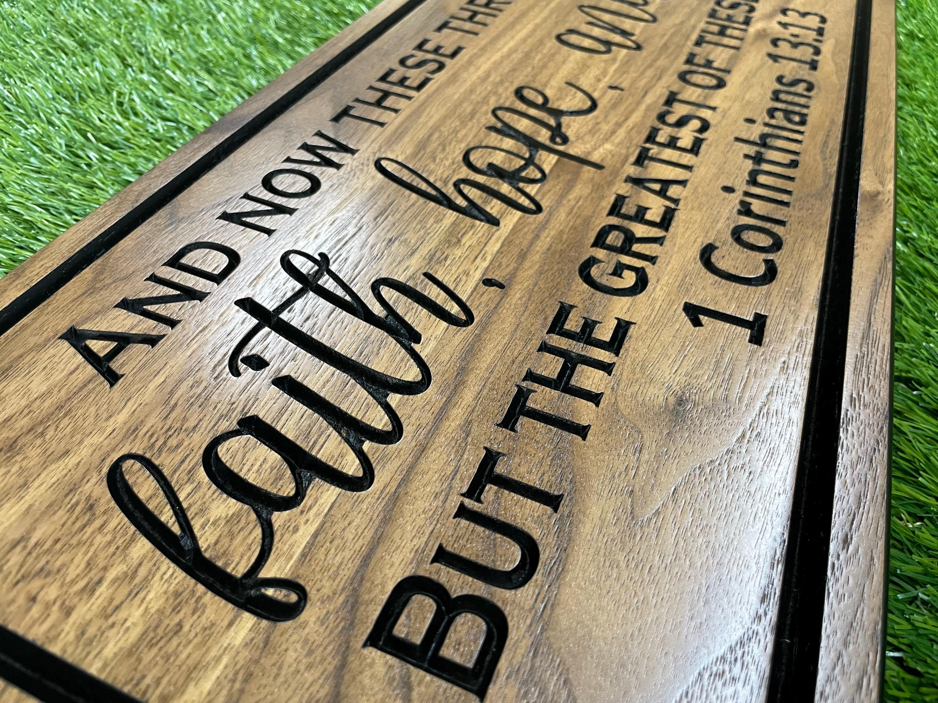 Wood Scripture Sign: Faith Hope Love - Rustic Farmhouse Decor