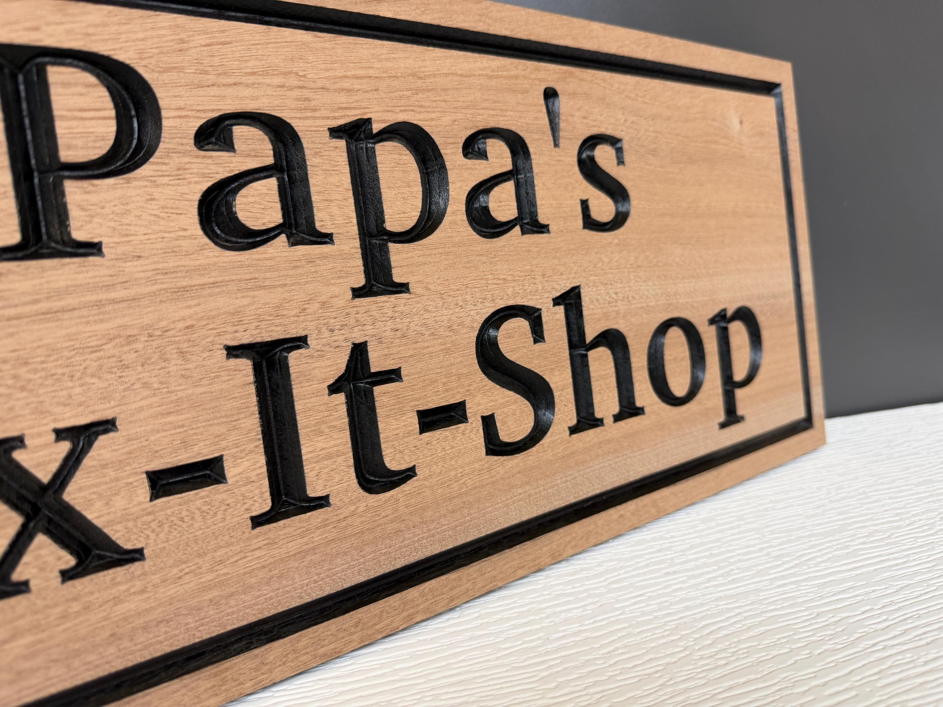 Papa's Workshop Sign, Personalized Garage Sign for Dad, Custom Carved Wood Shop Sign, Father's Day Gift