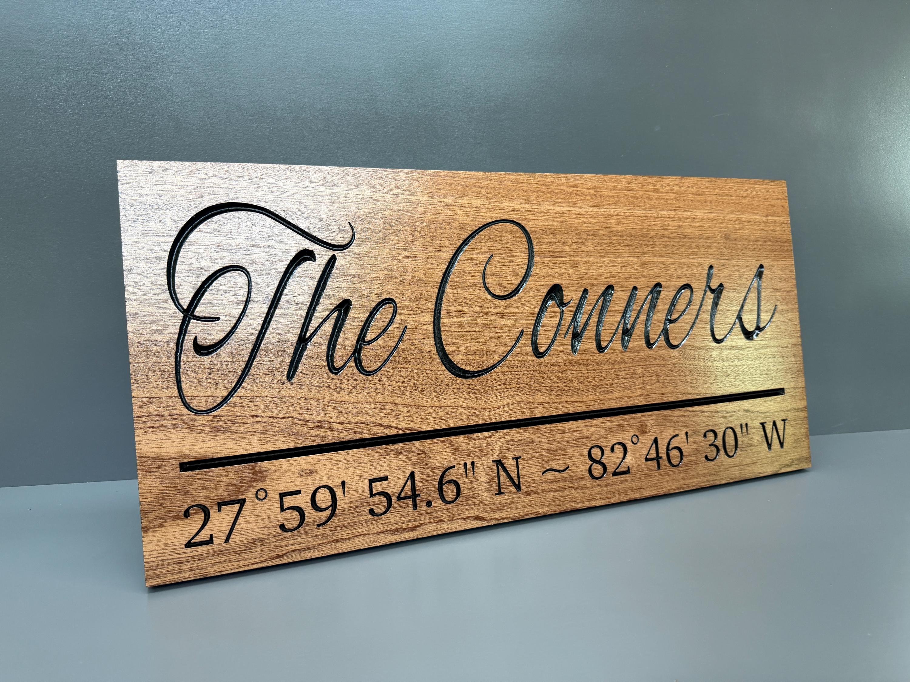 GPS Coordinates Sign Custom Wood, Latitude Longitude Location Sign, Where We Met Sign, Personalized Place Sign Carved Hardwood