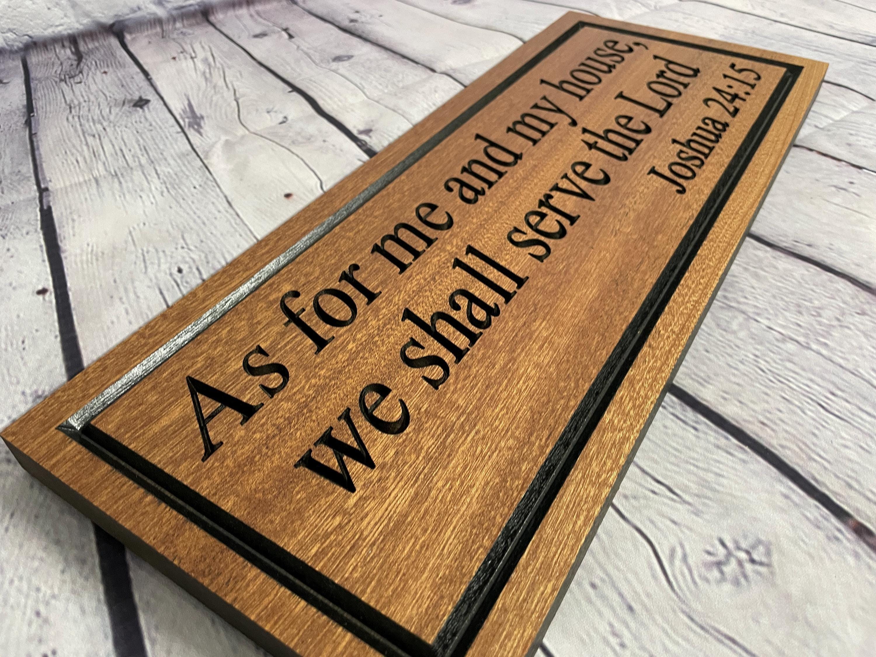 Christian Wall Art, Bible Verse Wood Sign, Joshua 24:15 Farmhouse Faith Decor, Carved Scripture Plaque, Religious Gift Pastor Baptism