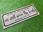 Joshua 24:15 Family Name Sign Custom Wood, As For Me and My House Scripture, Personalized Family Scripture Plaque Carved