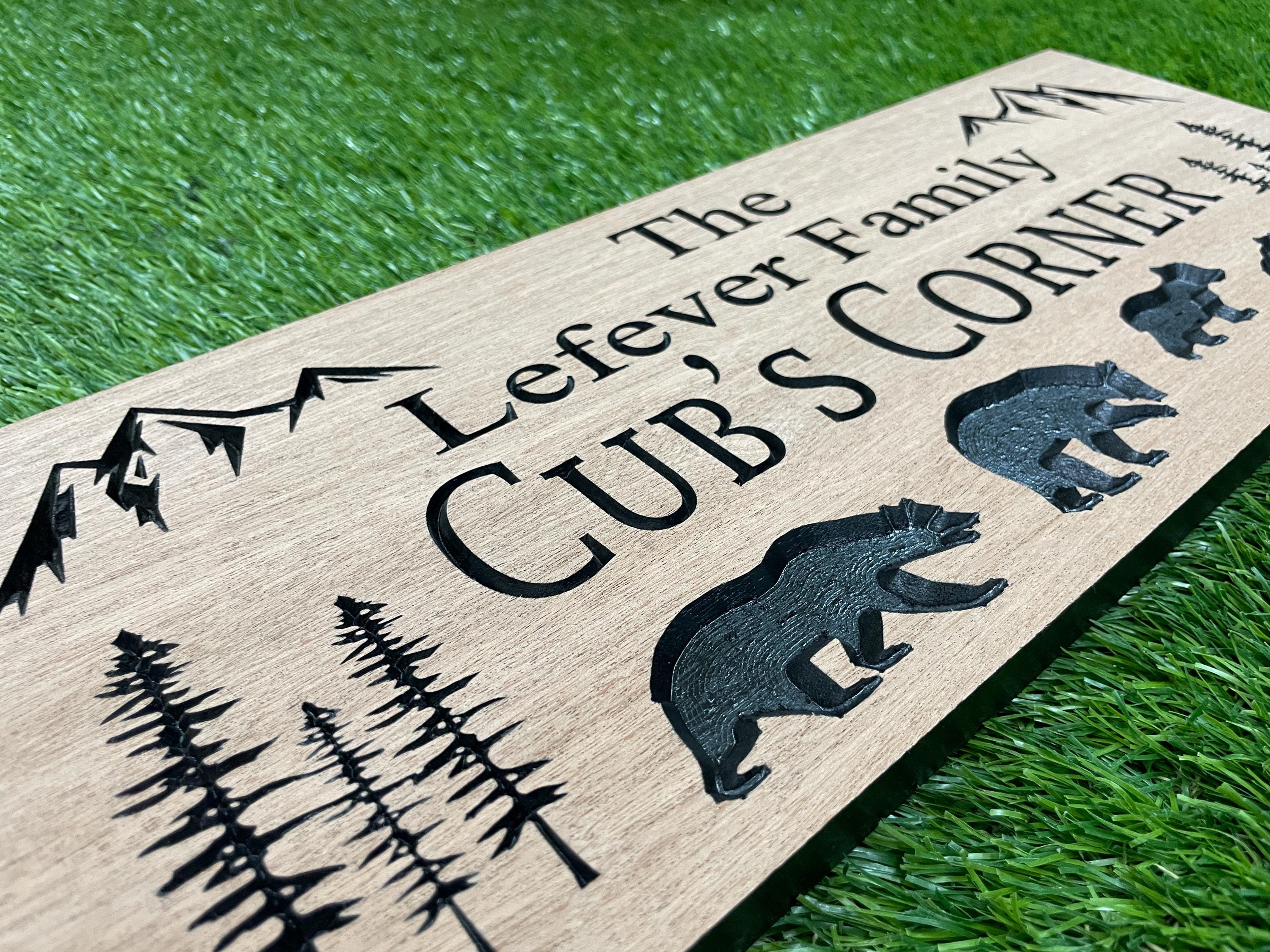Pine Tree Cabin Sign Custom Wood, Northwoods Forest Decor Carved, Evergreen Nature Wall Art, Personalized Pine Sign