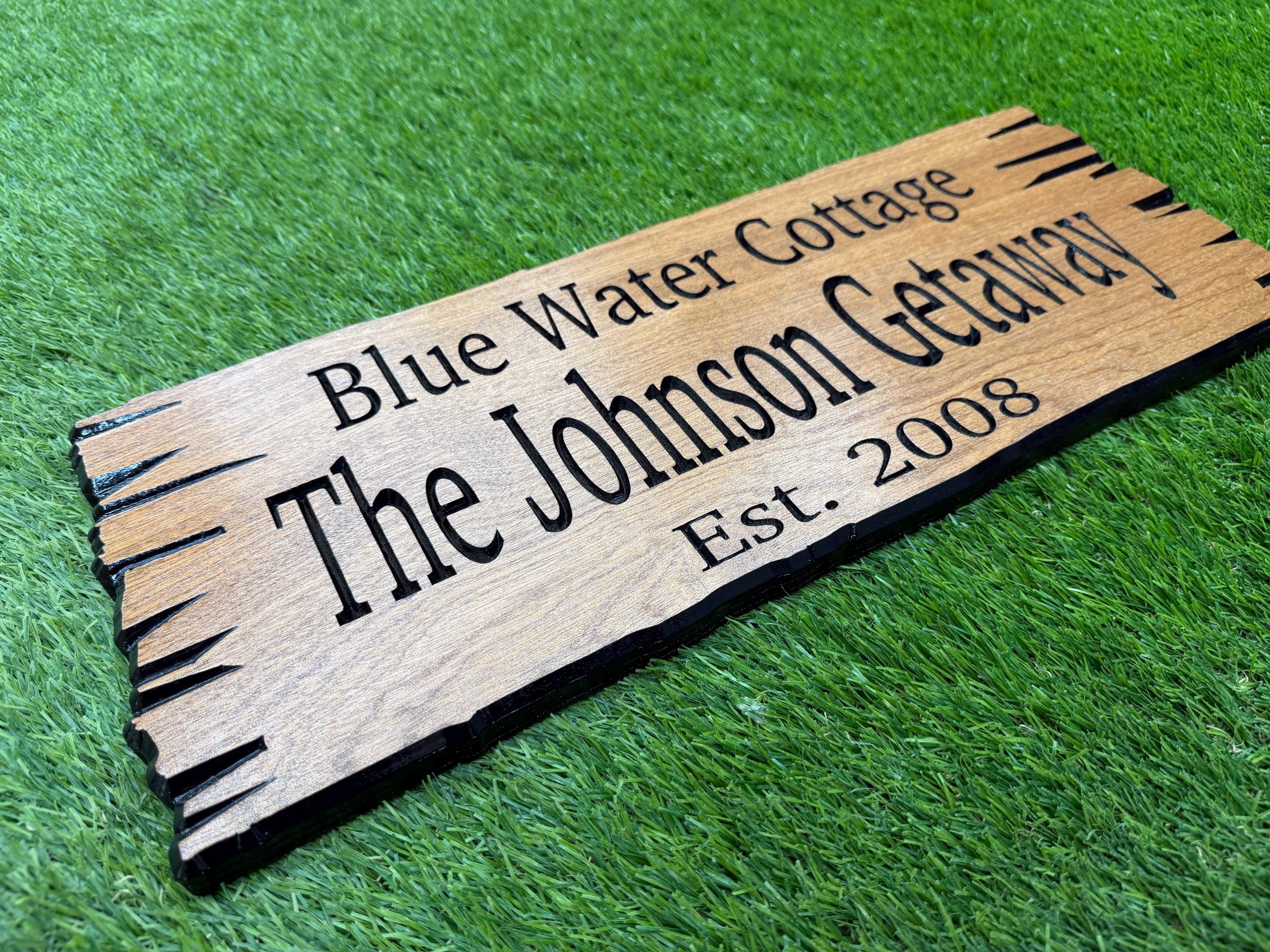 Vacation Rental Sign Custom Wood Live Edge, Airbnb Cabin Sign Personalized, Short Term Rental Welcome Sign Carved Hardwood