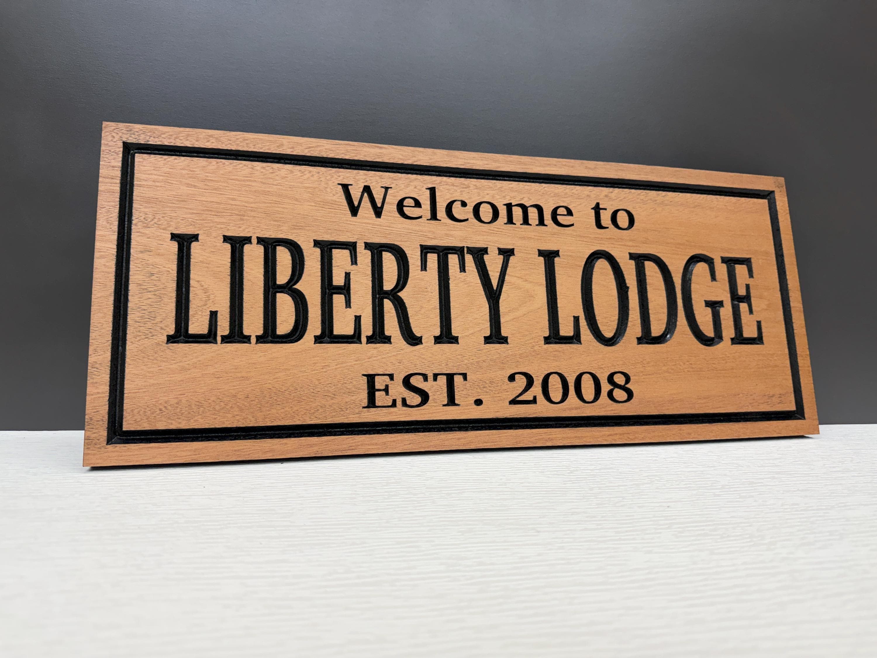 Custom Lodge Sign, Personalized Cabin Welcome Sign with Established Date, Carved Wood Vacation Home Airbnb Decor, Hunting Lodge Gift