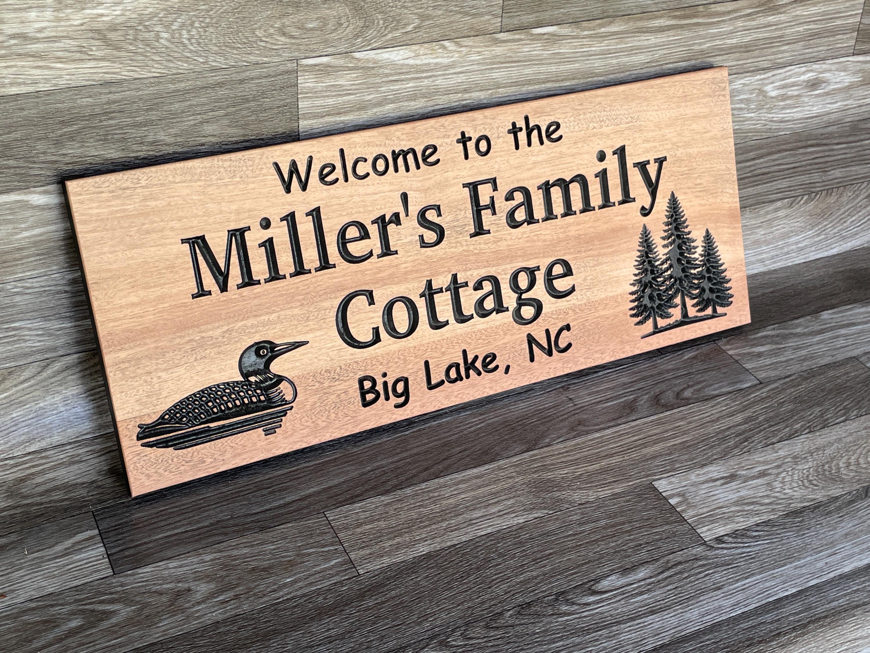 Loon Cottage Sign Personalized, Family Cottage Sign, Lake House Sign, Loon Decor Wood, Cabin Welcome Sign, Lakehouse Gift, Cottage Decor