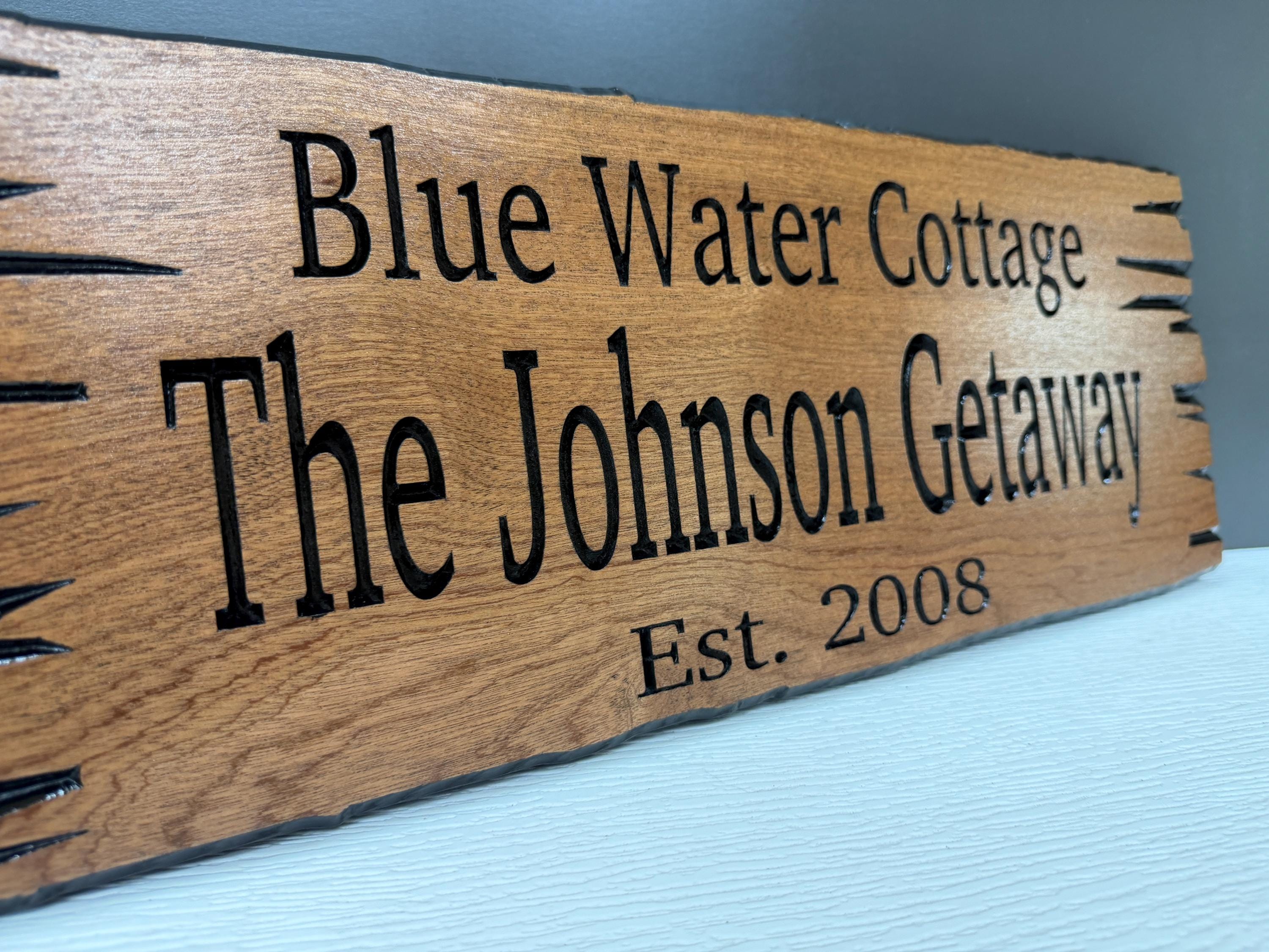 Vacation Rental Sign Custom Wood Live Edge, Airbnb Cabin Sign Personalized, Short Term Rental Welcome Sign Carved Hardwood