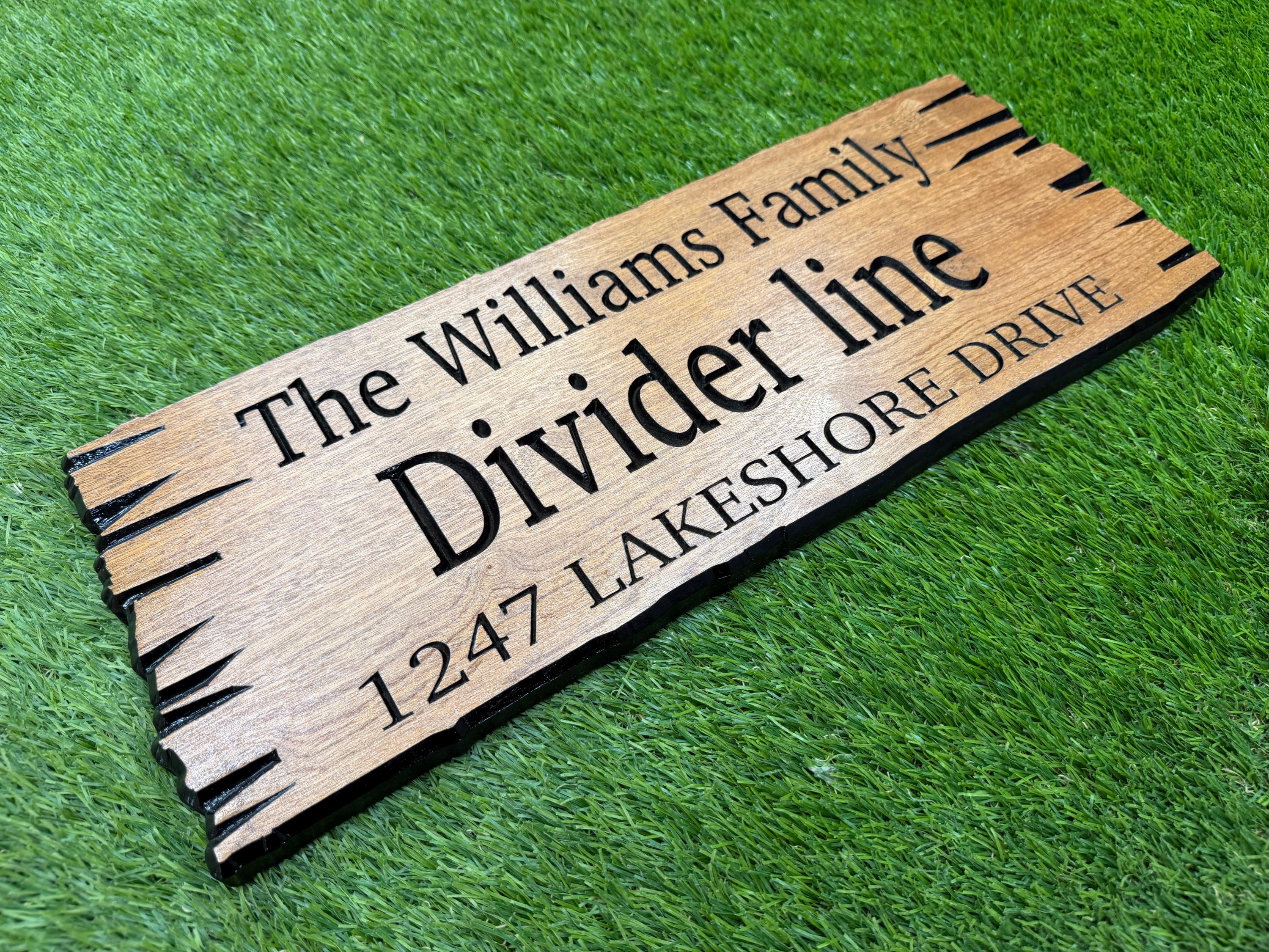 Lake House Gift Sign Custom Wood Live Edge, Family Name Address Gift Sign, New Lake Property Gift Carved Hardwood, Gate Sign Gift