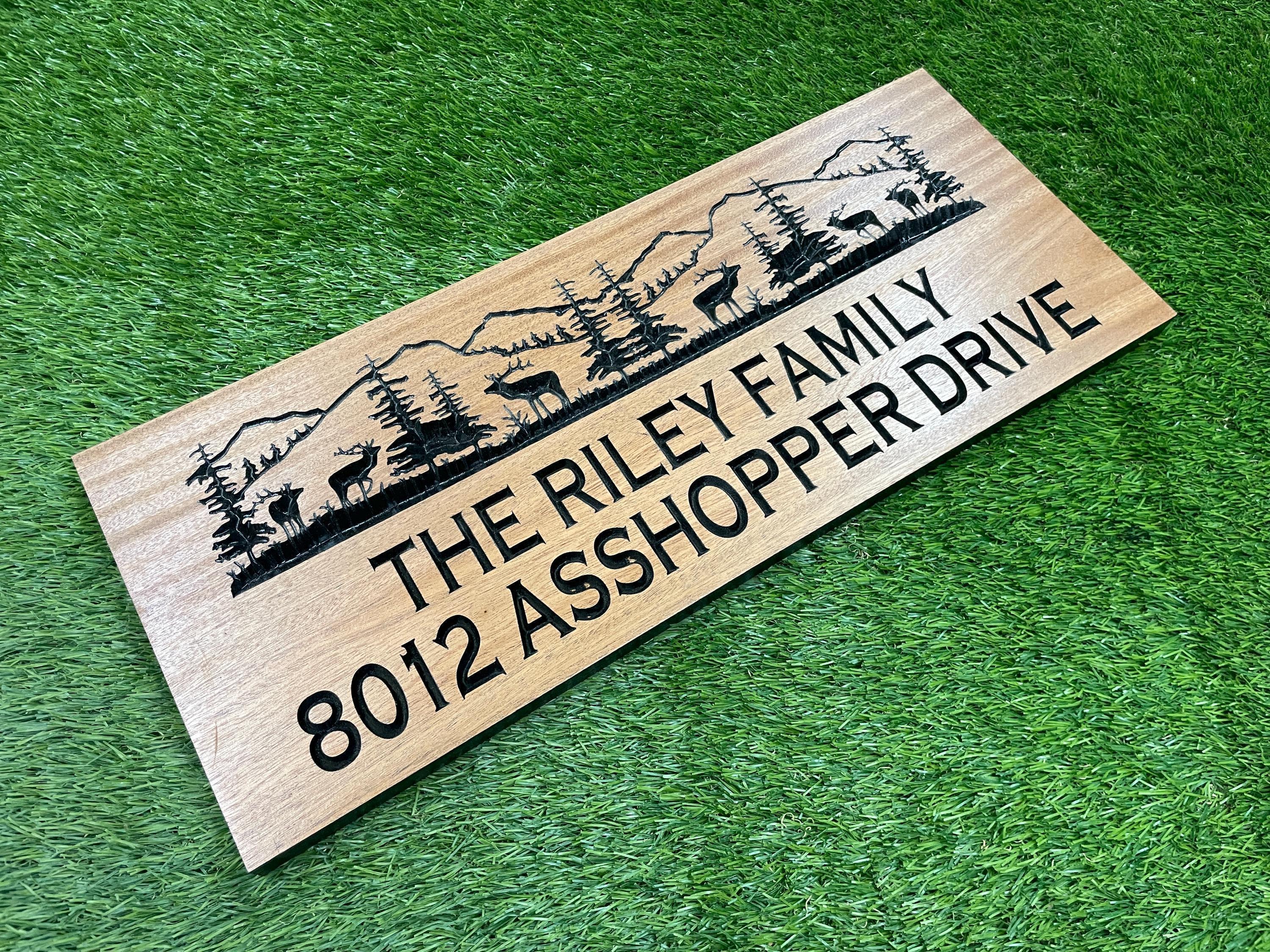 Cabin Welcome Sign Custom Wood, Rustic Address and Welcome Sign Personalized, Cabin Door Sign Carved, Home Cabin Name Plaque