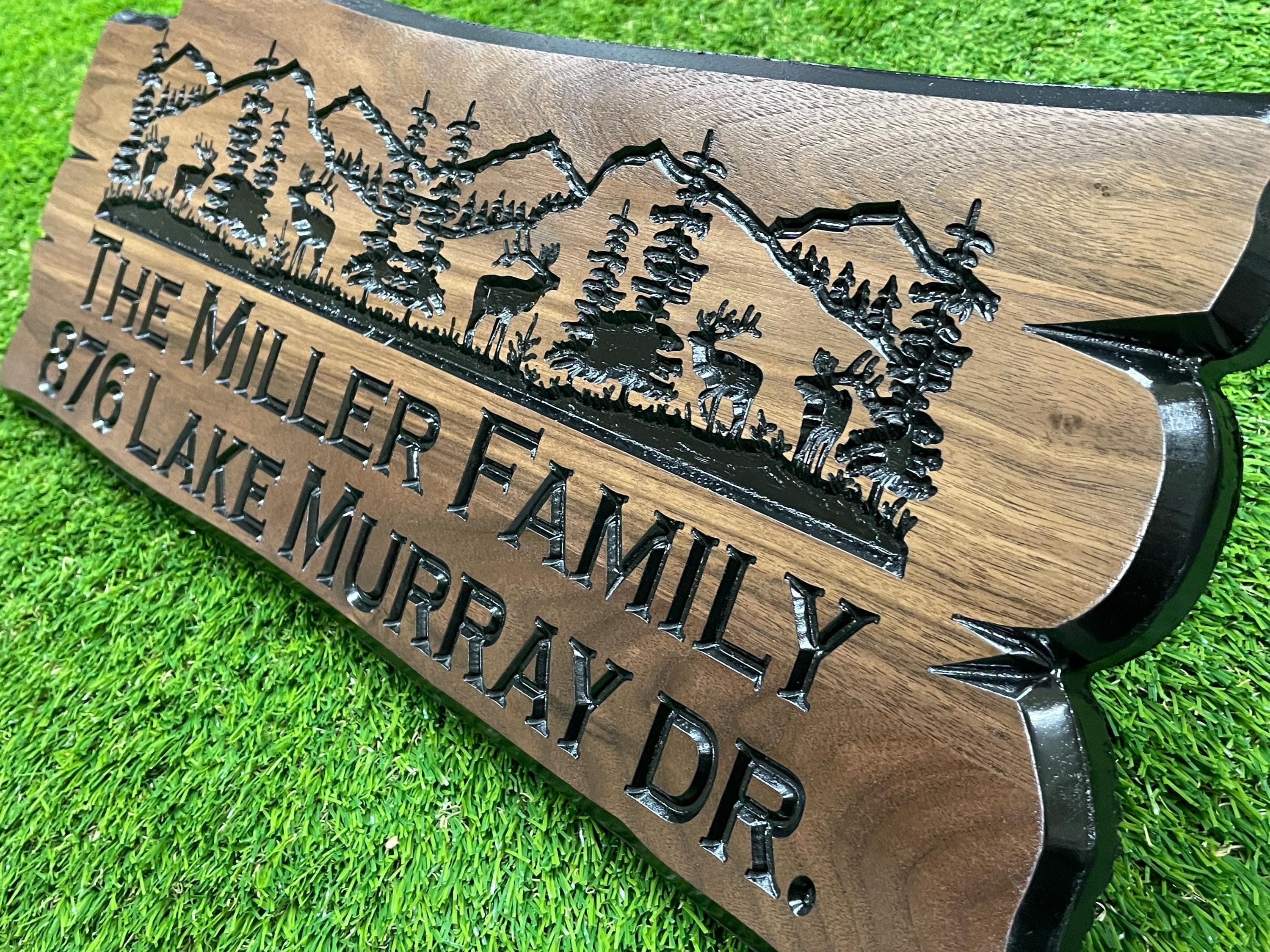 Personalized Rustic Wood Sign: Cabin, Lakehouse, Address Plaque