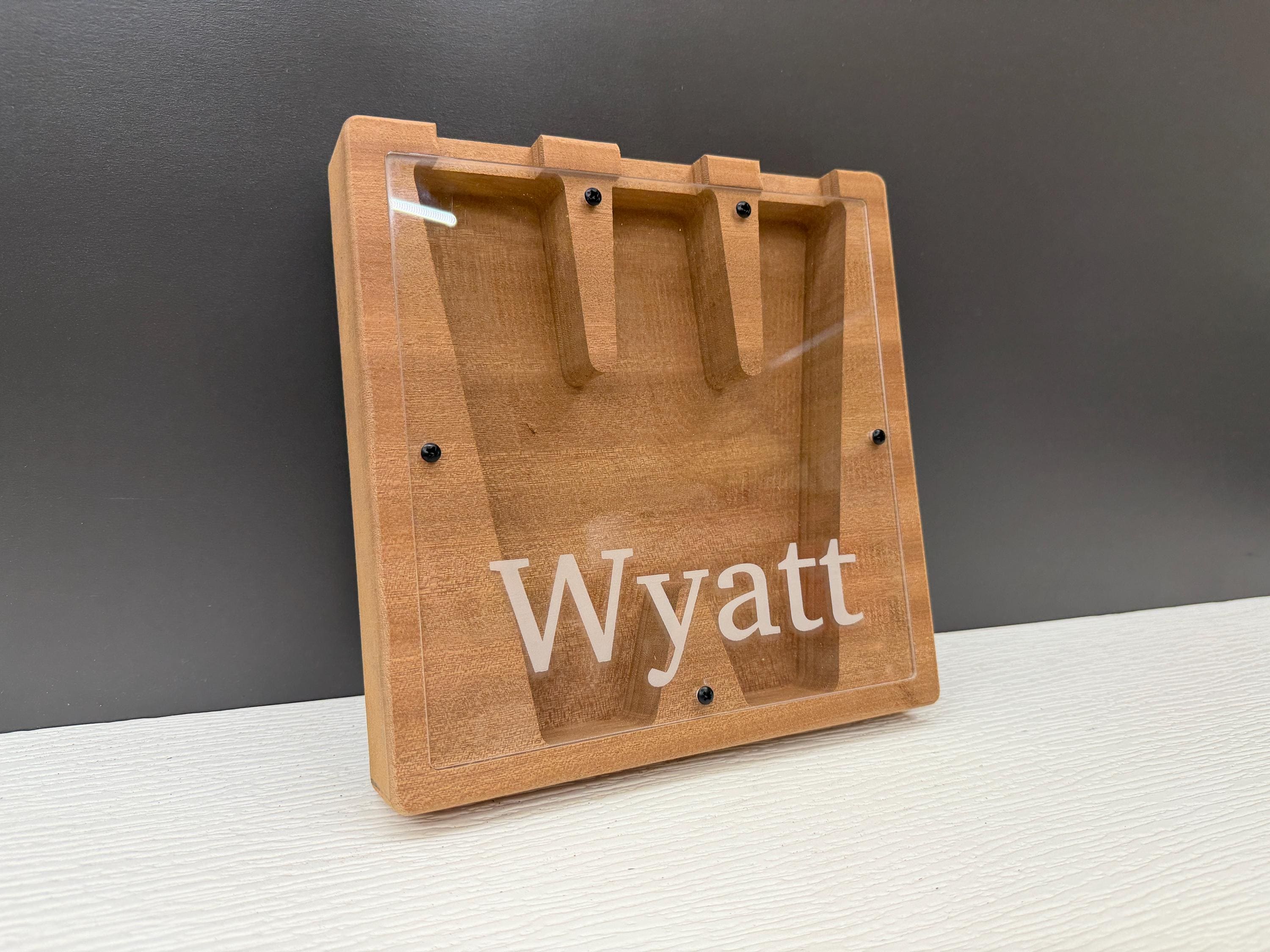 First Communion Gift Personalized Wood Bank, Confirmation Keepsake, Engraved Religious Gift, Custom Name Mahogany Bank