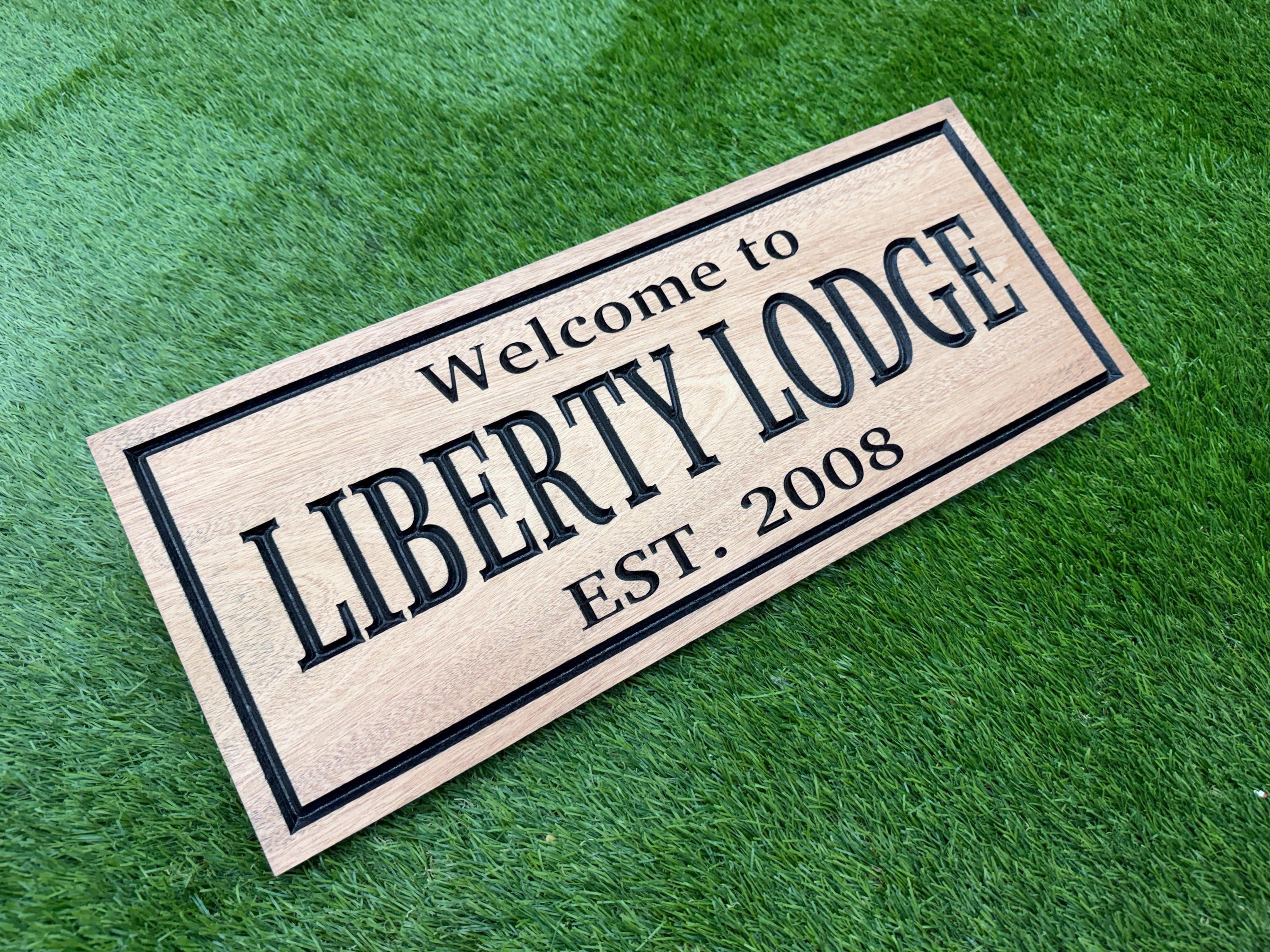 Custom Lodge Sign, Personalized Cabin Welcome Sign with Established Date, Carved Wood Vacation Home Airbnb Decor, Hunting Lodge Gift