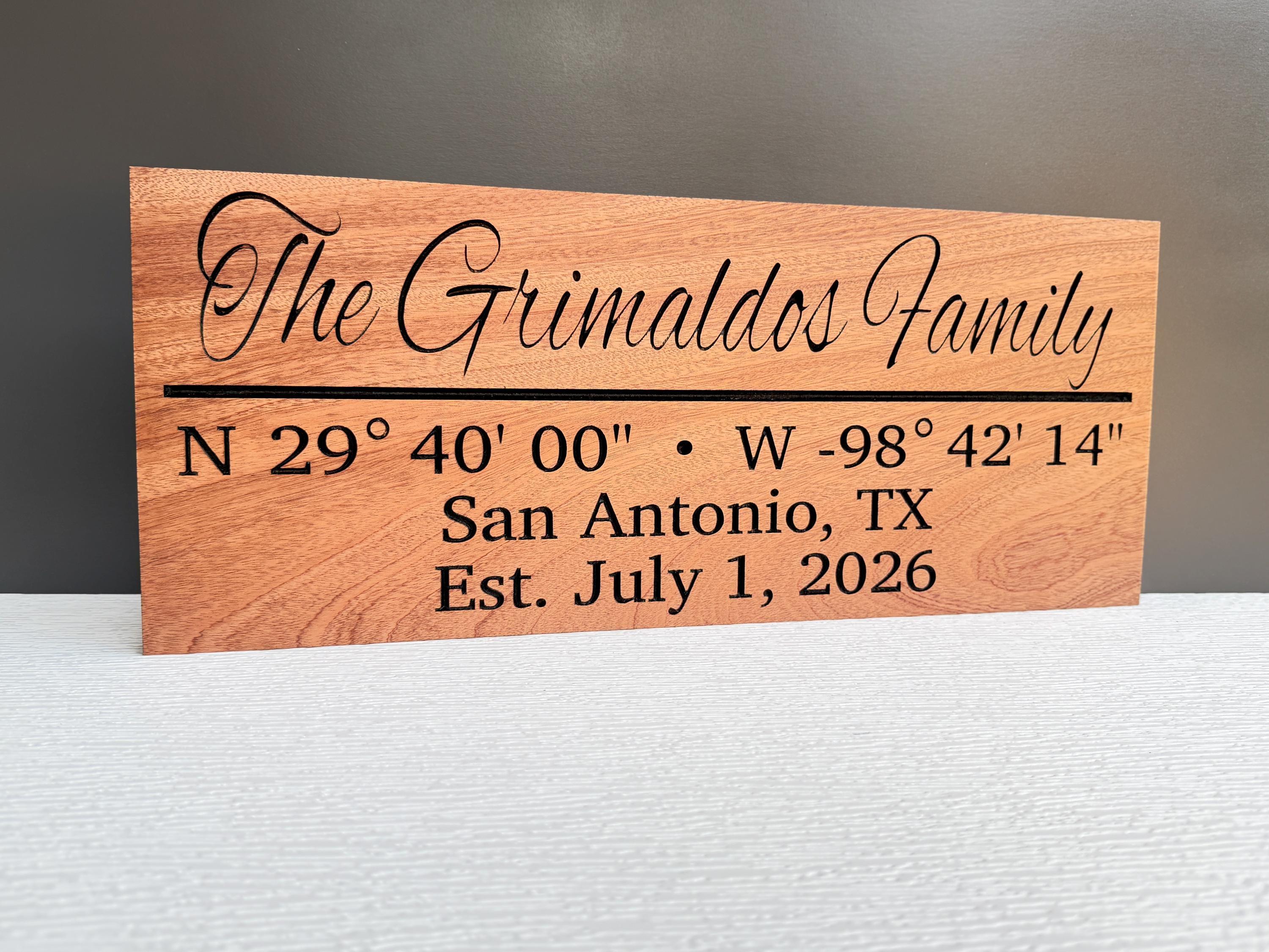 GPS Coordinates Sign Custom Wood, Latitude Longitude Location Sign, Where We Met Sign, Personalized Place Sign Carved Hardwood