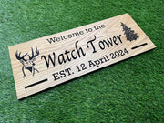 Rustic Deer Blind Sign – Personalized Outdoor Wood Welcome Sign for Hunting Cabins, Lodges & Camps