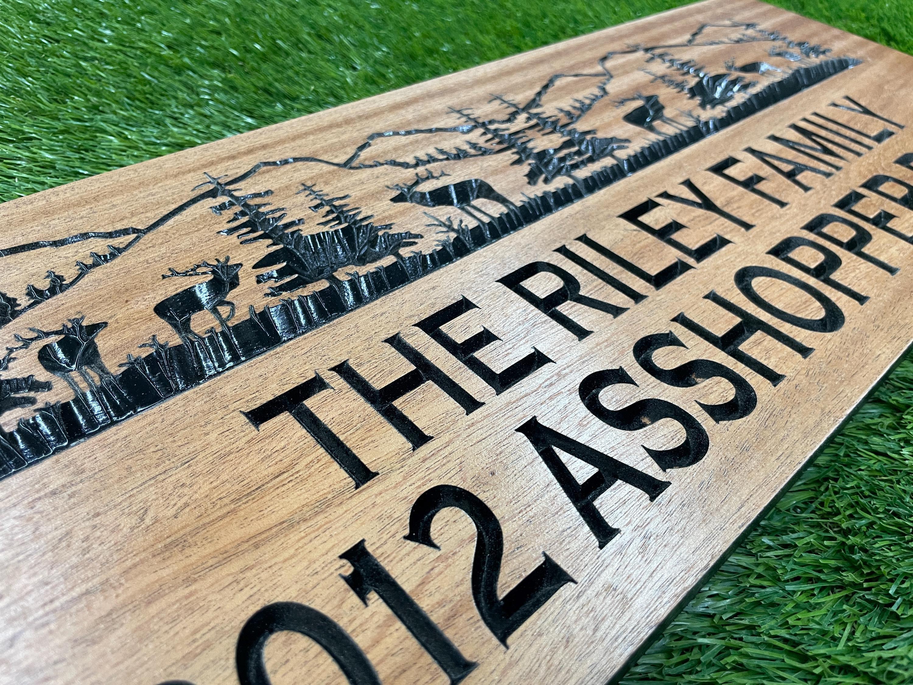Cabin Welcome Sign Custom Wood, Rustic Address and Welcome Sign Personalized, Cabin Door Sign Carved, Home Cabin Name Plaque