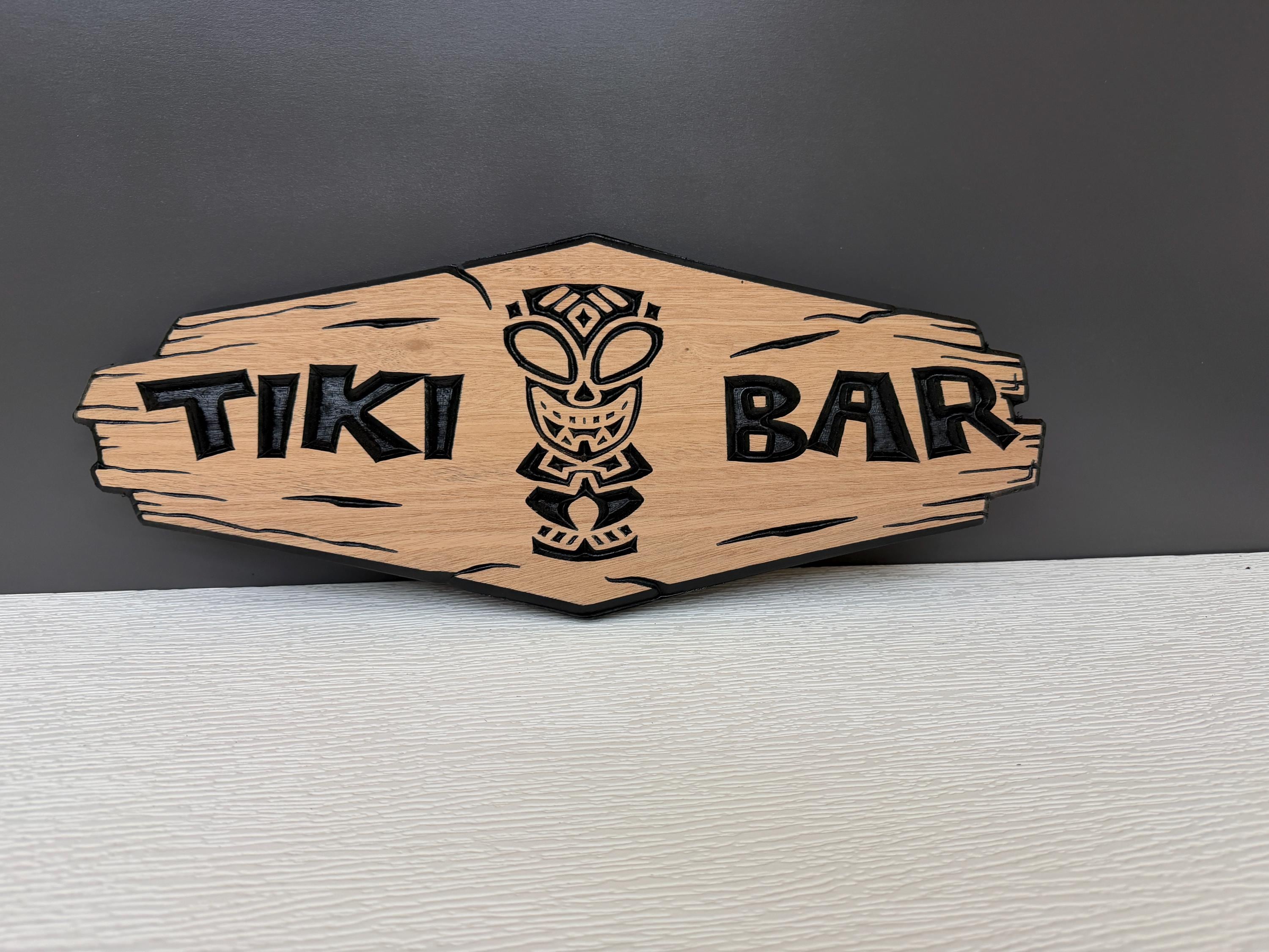 Personalized Tiki Bar Sign Custom Wood, Tiki Bar Name Sign, Tropical Bar Decor Carved, Backyard Tiki Hut Name Sign Hawaiian Gift