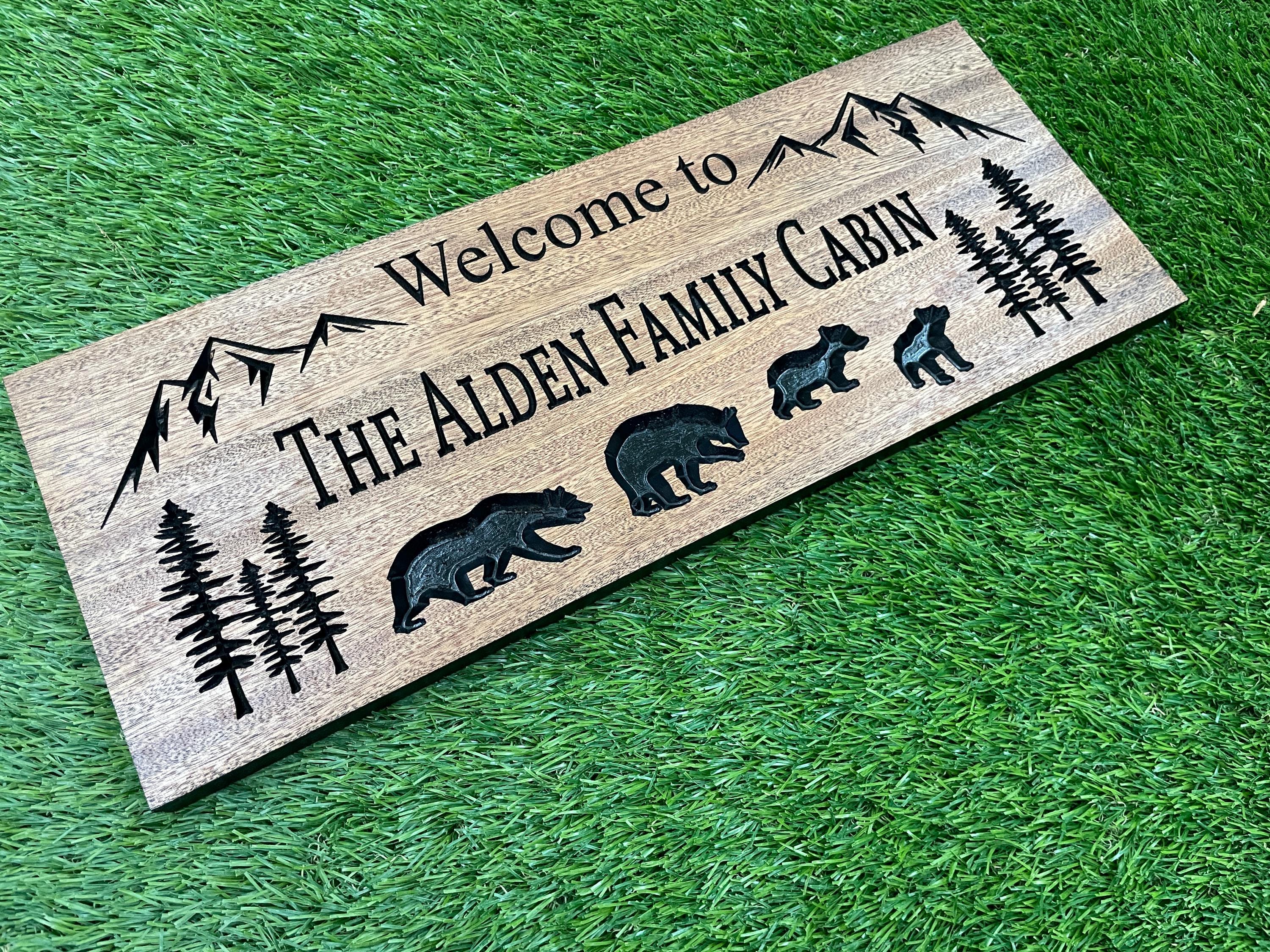 Pine Tree Cabin Sign Custom Wood, Northwoods Forest Decor Carved, Evergreen Nature Wall Art, Personalized Pine Sign