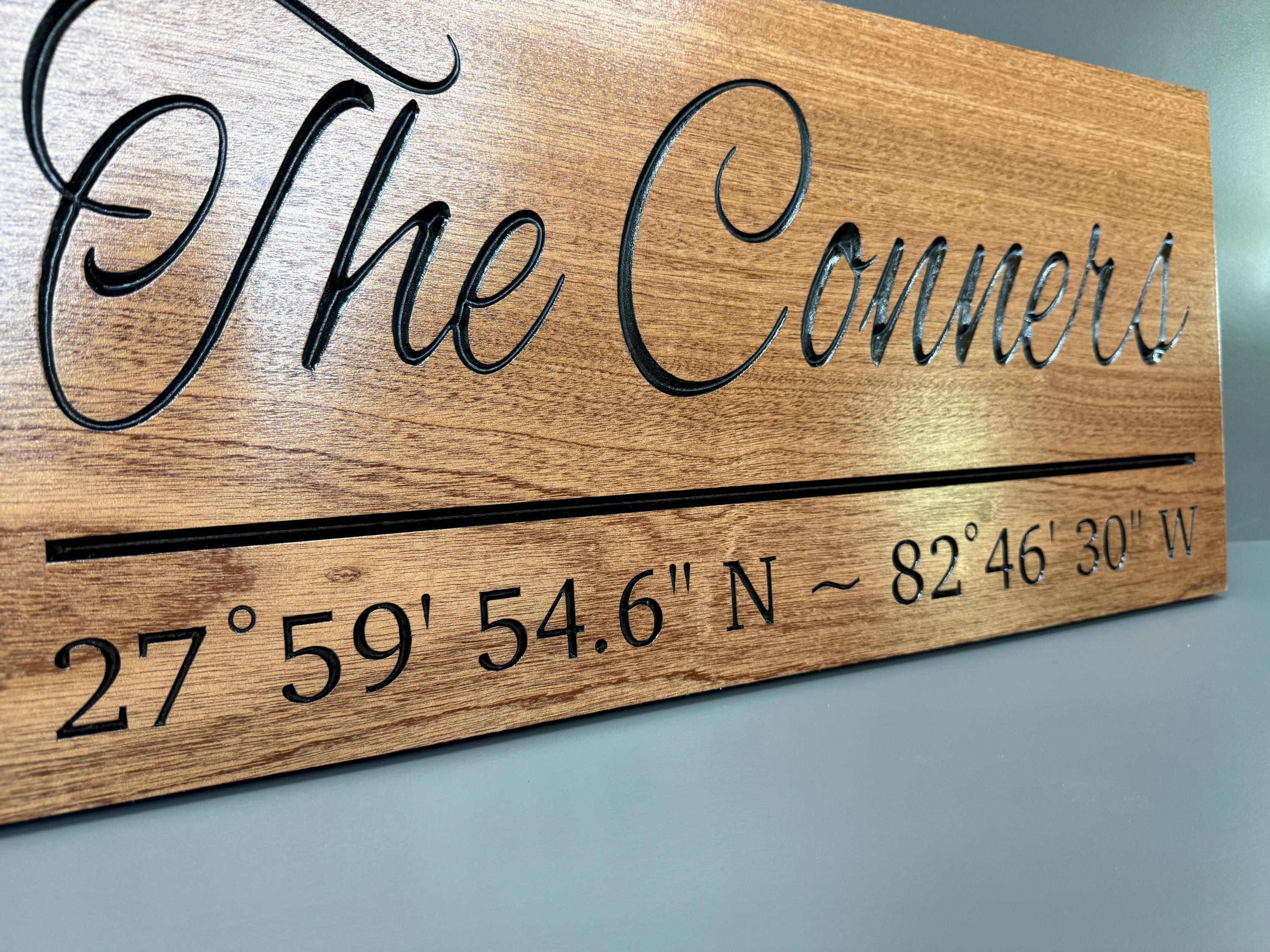 GPS Coordinates Sign Custom Wood, Latitude Longitude Location Sign, Where We Met Sign, Personalized Place Sign Carved Hardwood