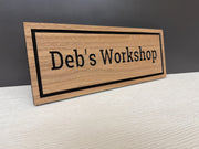 Personalized Women's Workshop Sign, Custom Craft Room Sign, She Shed Sign, Gift for Her, Carved Wood Studio Sign for Women