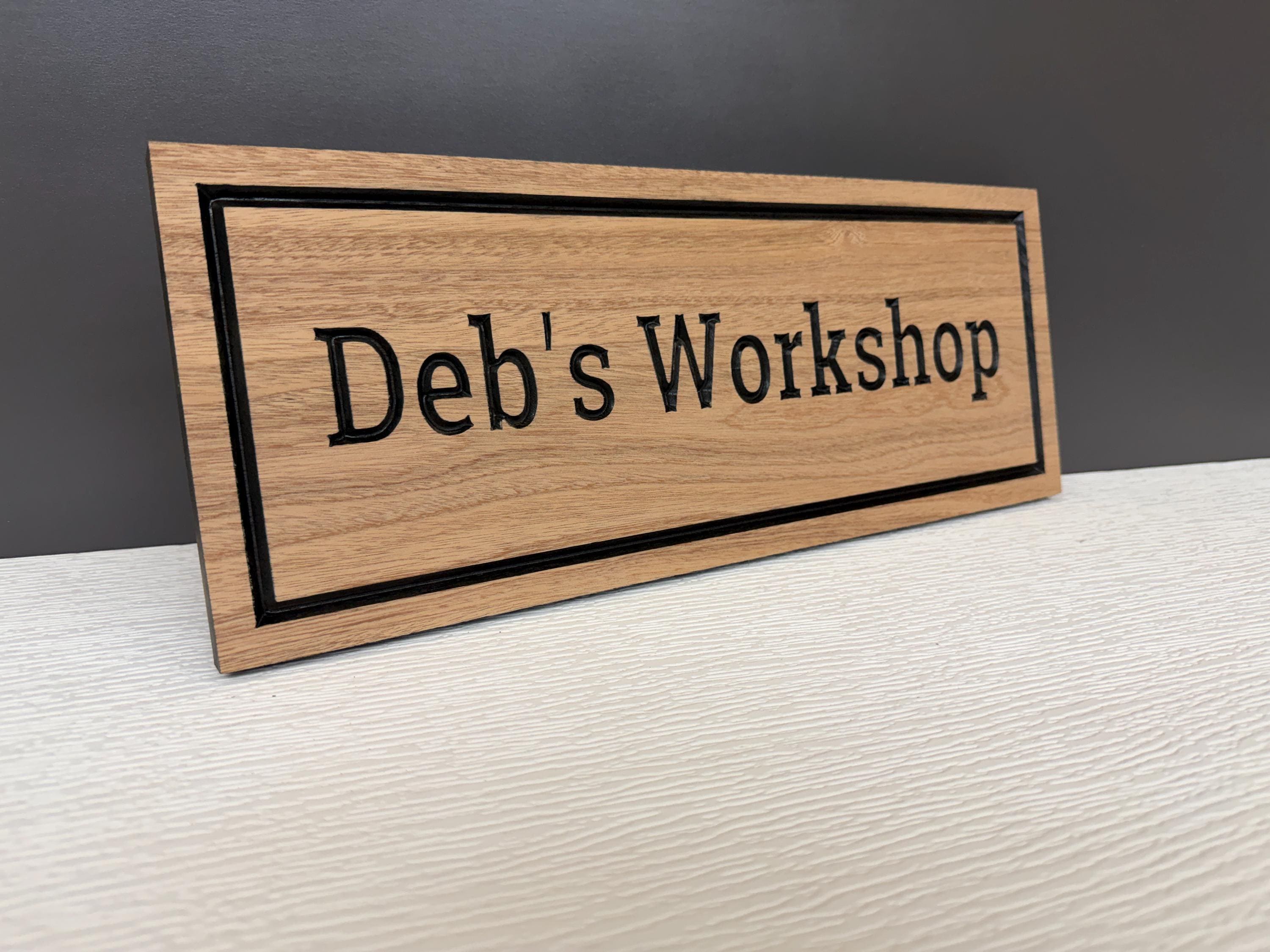 Personalized Women's Workshop Sign, Custom Craft Room Sign, She Shed Sign, Gift for Her, Carved Wood Studio Sign for Women