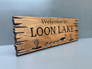 Loon Lake House Gift Custom Wood, Personalized Loon Sign Lake House Decor, Lake Cabin Gift Carved Hardwood, Loon Bird Gift Sign