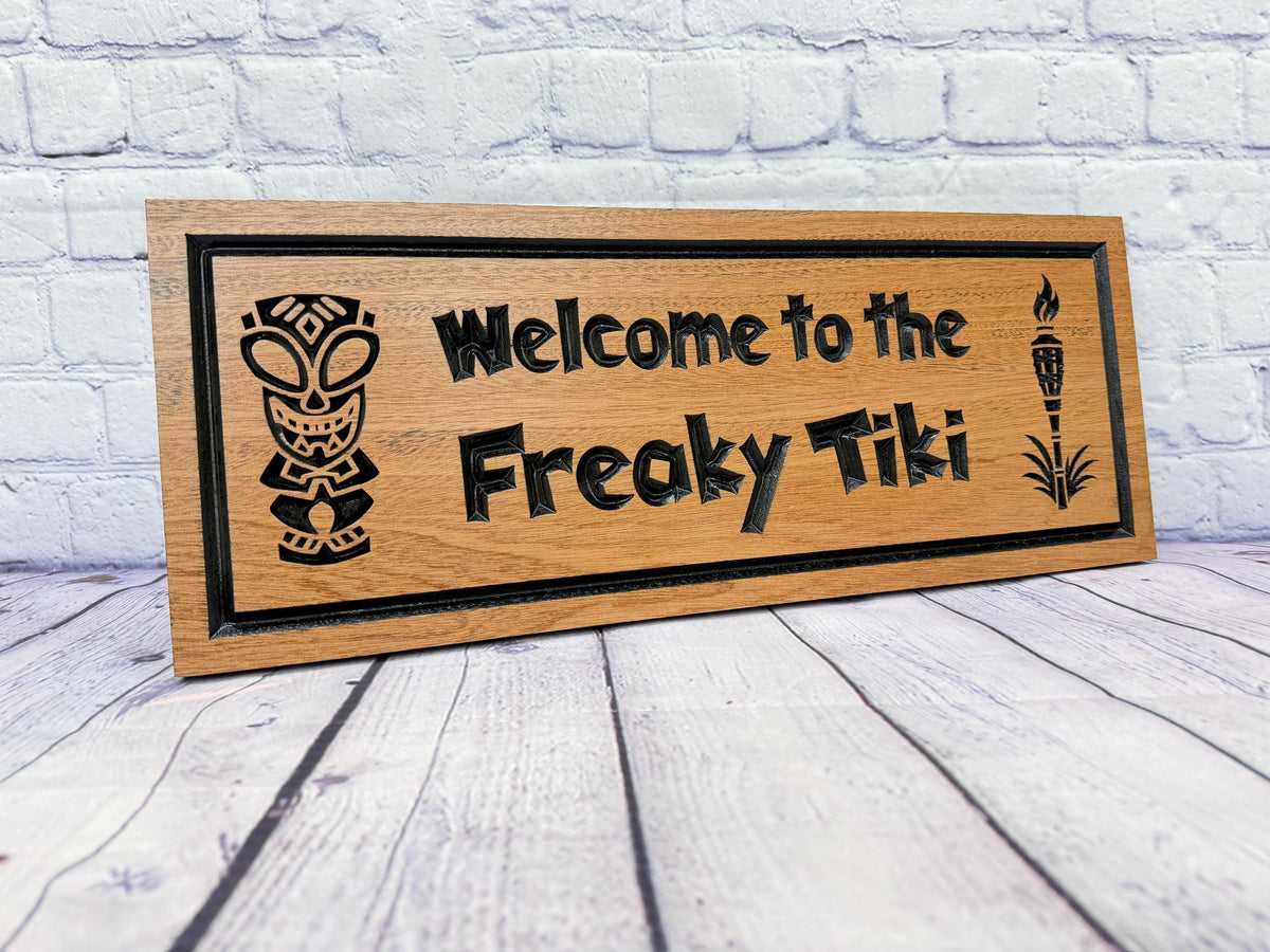Tiki Bar Wedding Gift Sign, Personalized Couples Bar Sign, Carved Wood