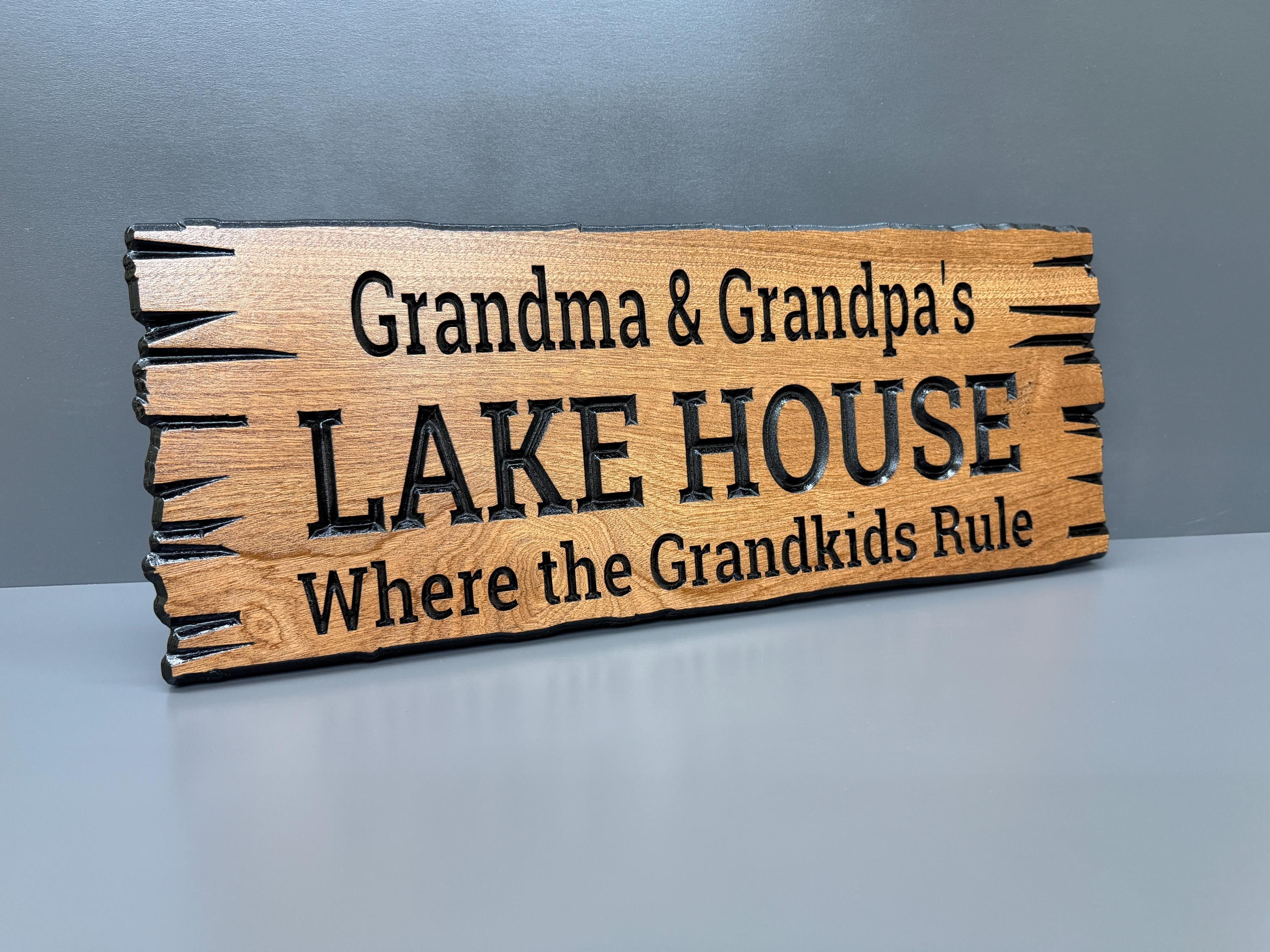 Lake House Gift Sign Custom Wood Live Edge, Family Name Address Gift Sign, New Lake Property Gift Carved Hardwood, Gate Sign Gift