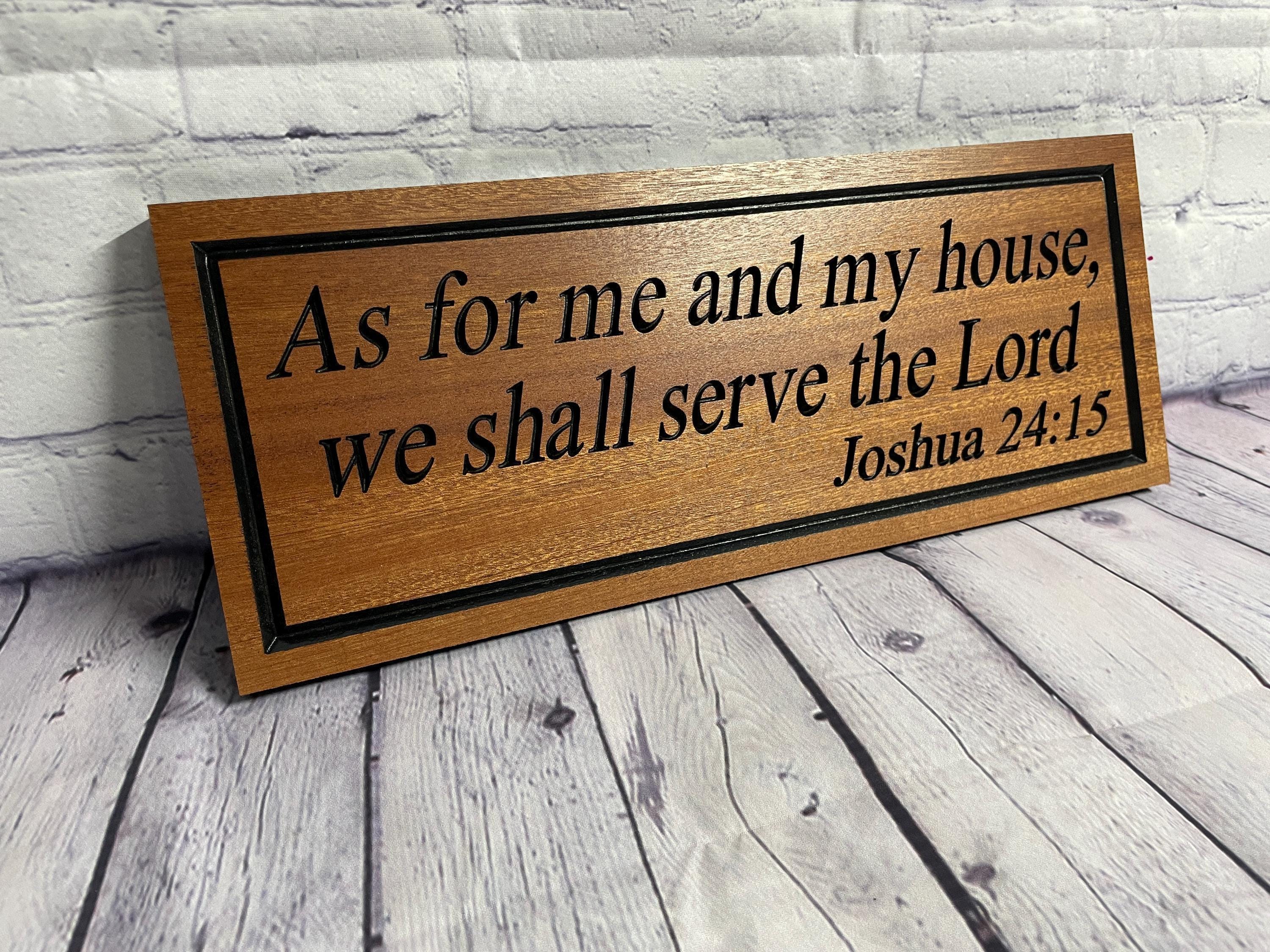 Christian Wall Art, Bible Verse Wood Sign, Joshua 24:15 Farmhouse Faith Decor, Carved Scripture Plaque, Religious Gift Pastor Baptism