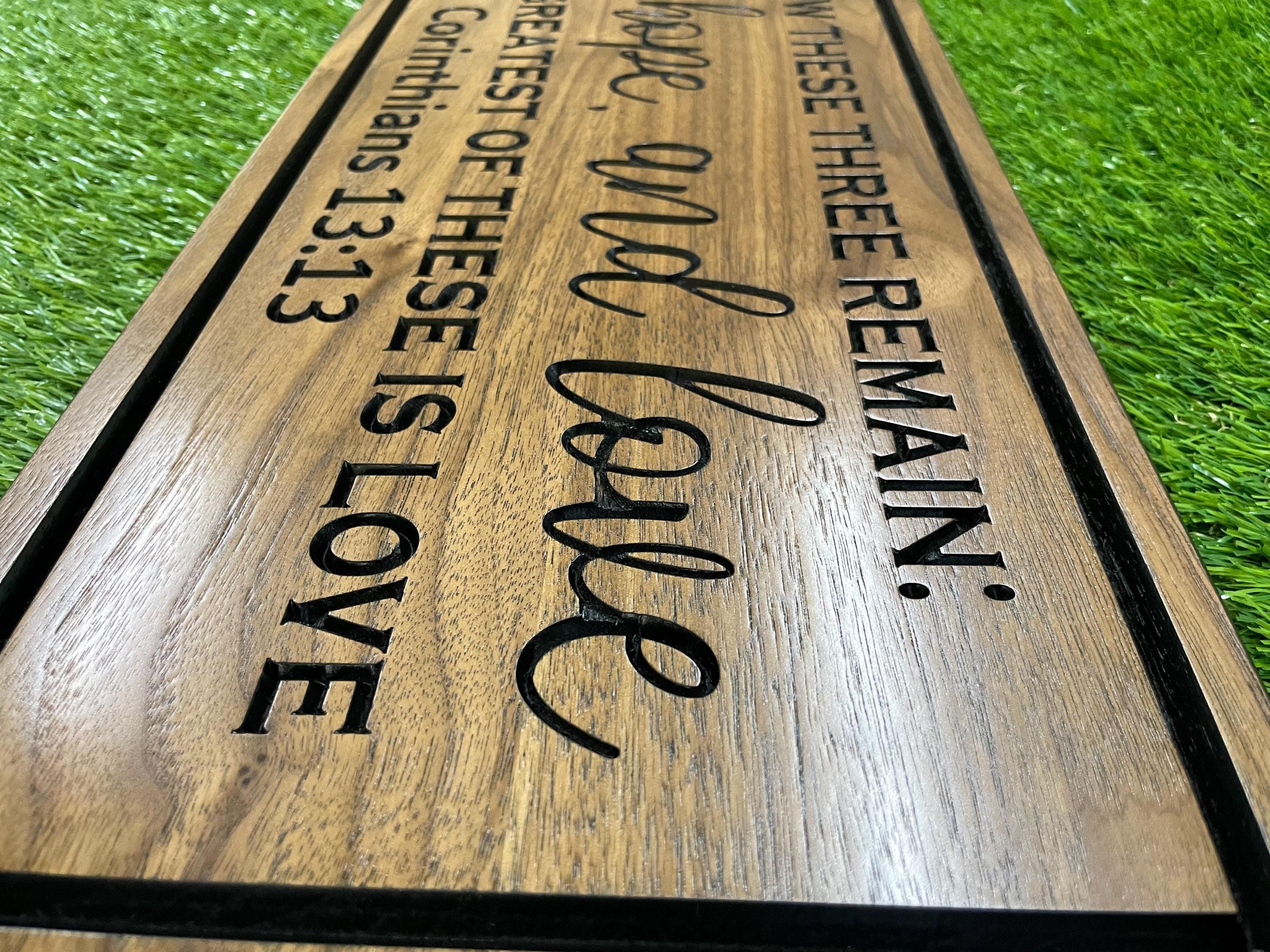 Wood Scripture Sign: Faith Hope Love - Rustic Farmhouse Decor
