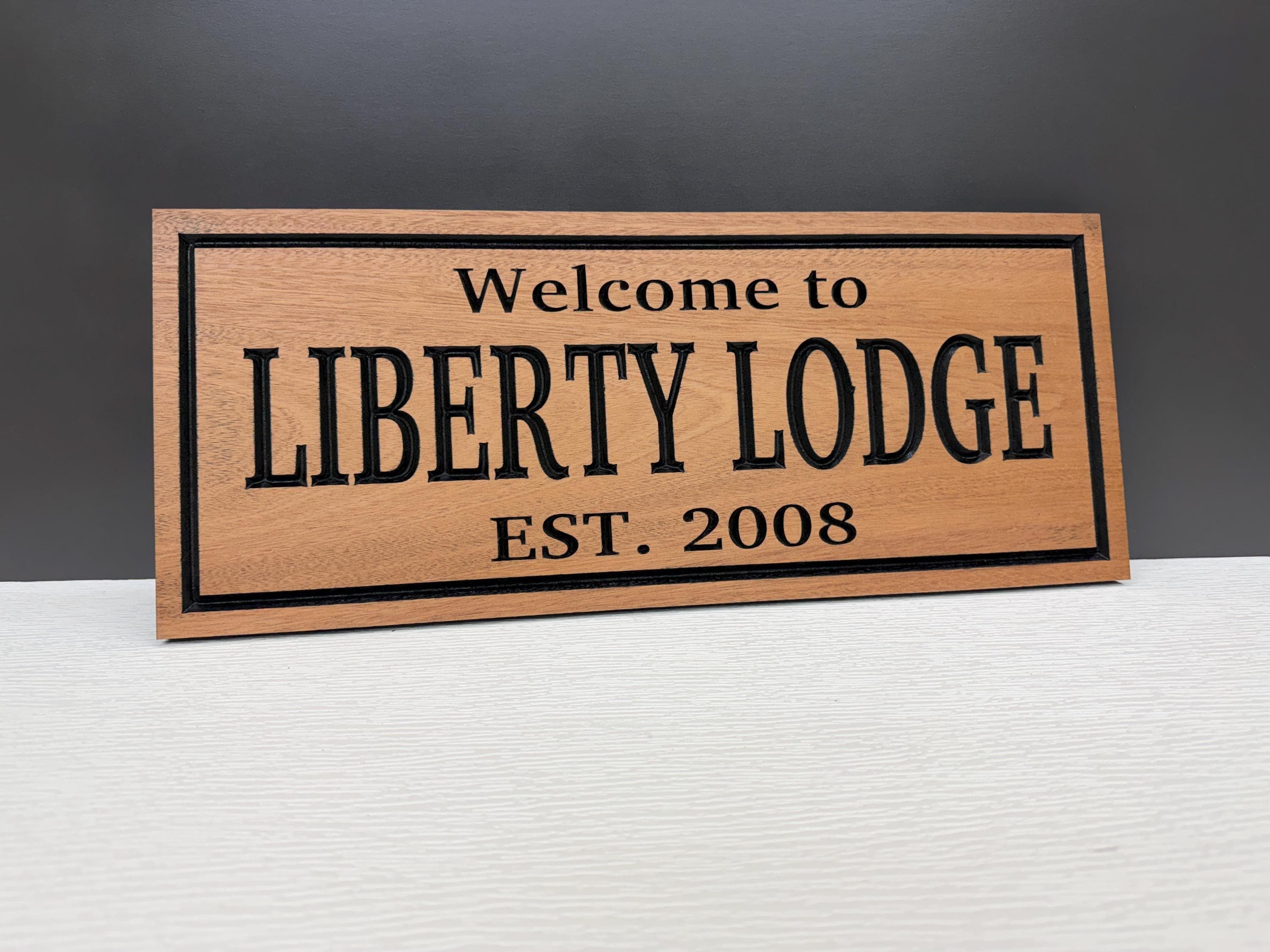 Custom Lodge Sign, Personalized Cabin Welcome Sign with Established Date, Carved Wood Vacation Home Airbnb Decor, Hunting Lodge Gift