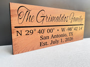 GPS Coordinates Sign Custom Wood, Latitude Longitude Location Sign, Where We Met Sign, Personalized Place Sign Carved Hardwood