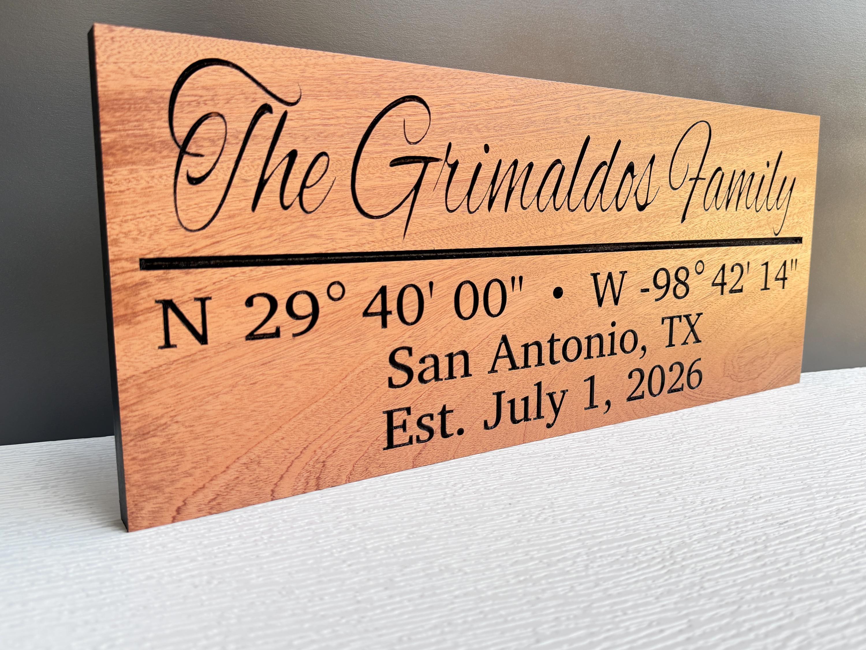 GPS Coordinates Sign Custom Wood, Latitude Longitude Location Sign, Where We Met Sign, Personalized Place Sign Carved Hardwood