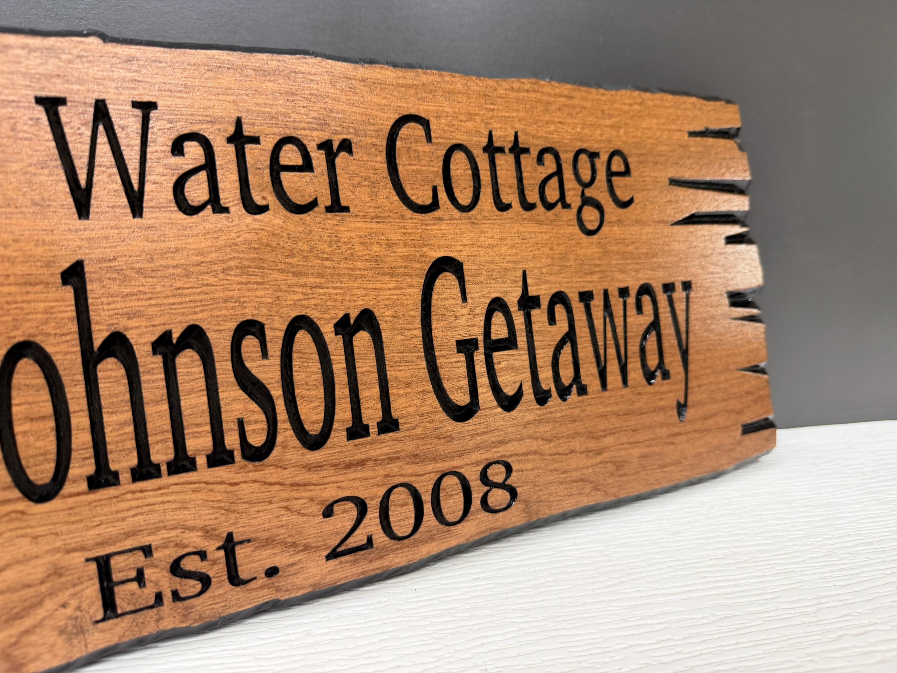 Vacation Rental Sign Custom Wood Live Edge, Airbnb Cabin Sign Personalized, Short Term Rental Welcome Sign Carved Hardwood