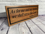 Christian Wall Art, Bible Verse Wood Sign, Joshua 24:15 Farmhouse Faith Decor, Carved Scripture Plaque, Religious Gift Pastor Baptism