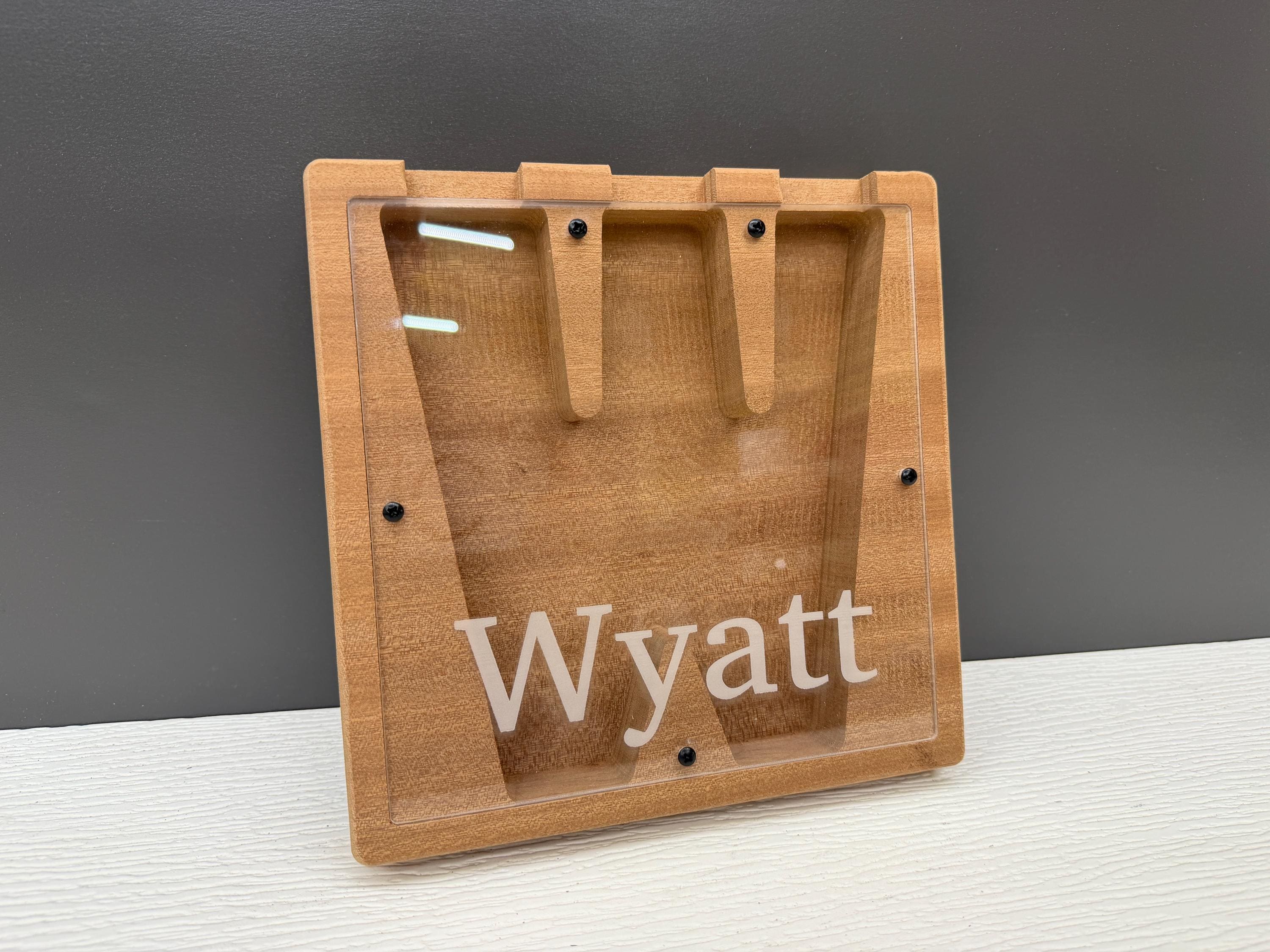 Personalized Wooden Piggy Bank, Baby Shower Gift, Custom Name Engraved Mahogany Keepsake, New Baby Boy Girl Nursery Bank, Heirloom Gift